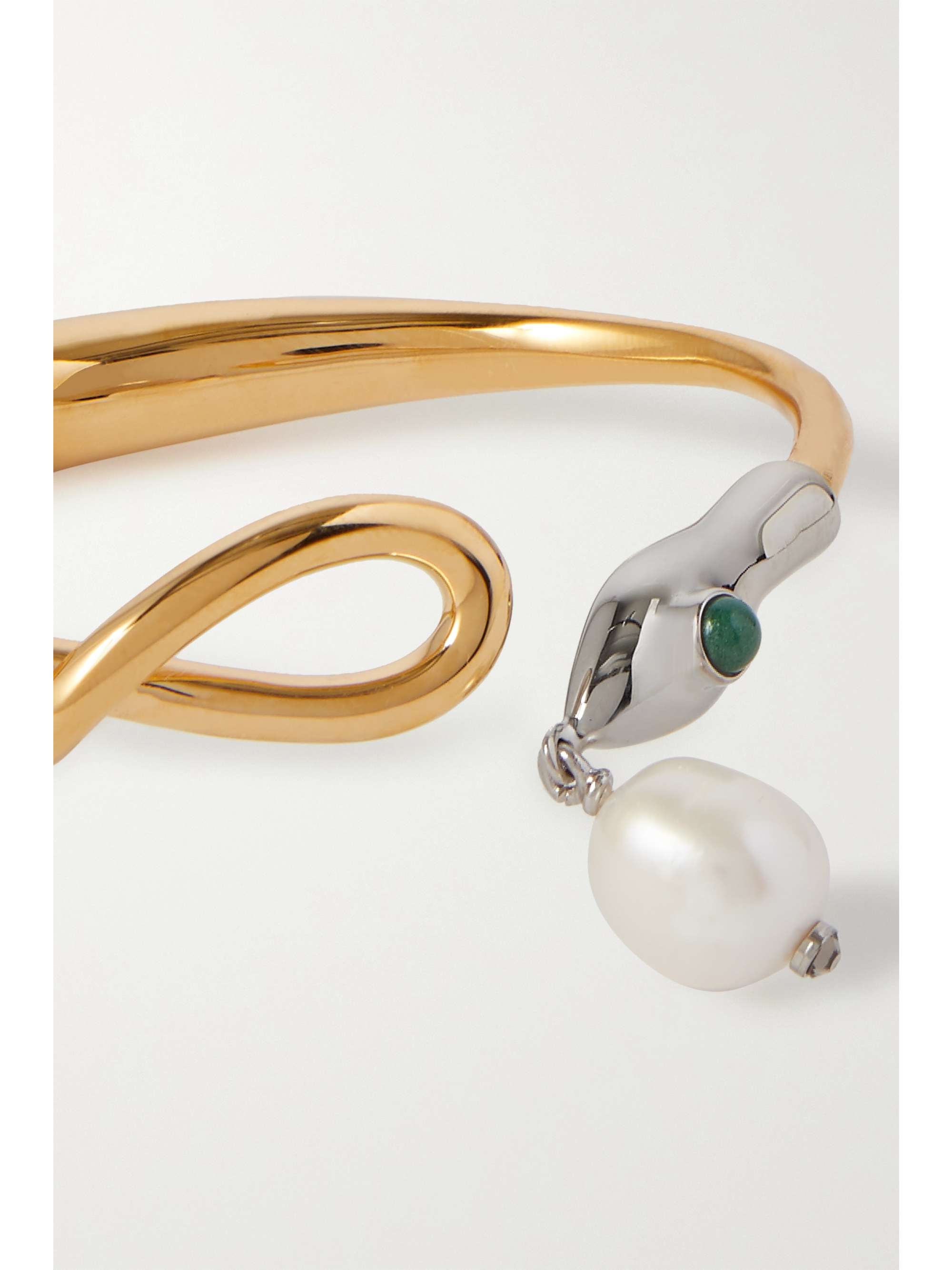 CHLOÉ Gold-tone, silver-tone, pearl and enamel bangle