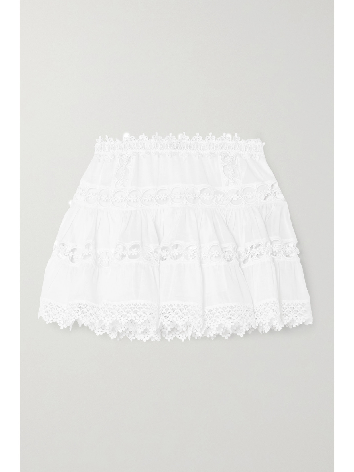 CHARO RUIZ GRETA CROCHETED LACE-PANELED COTTON-BLEND MINI SKIRT