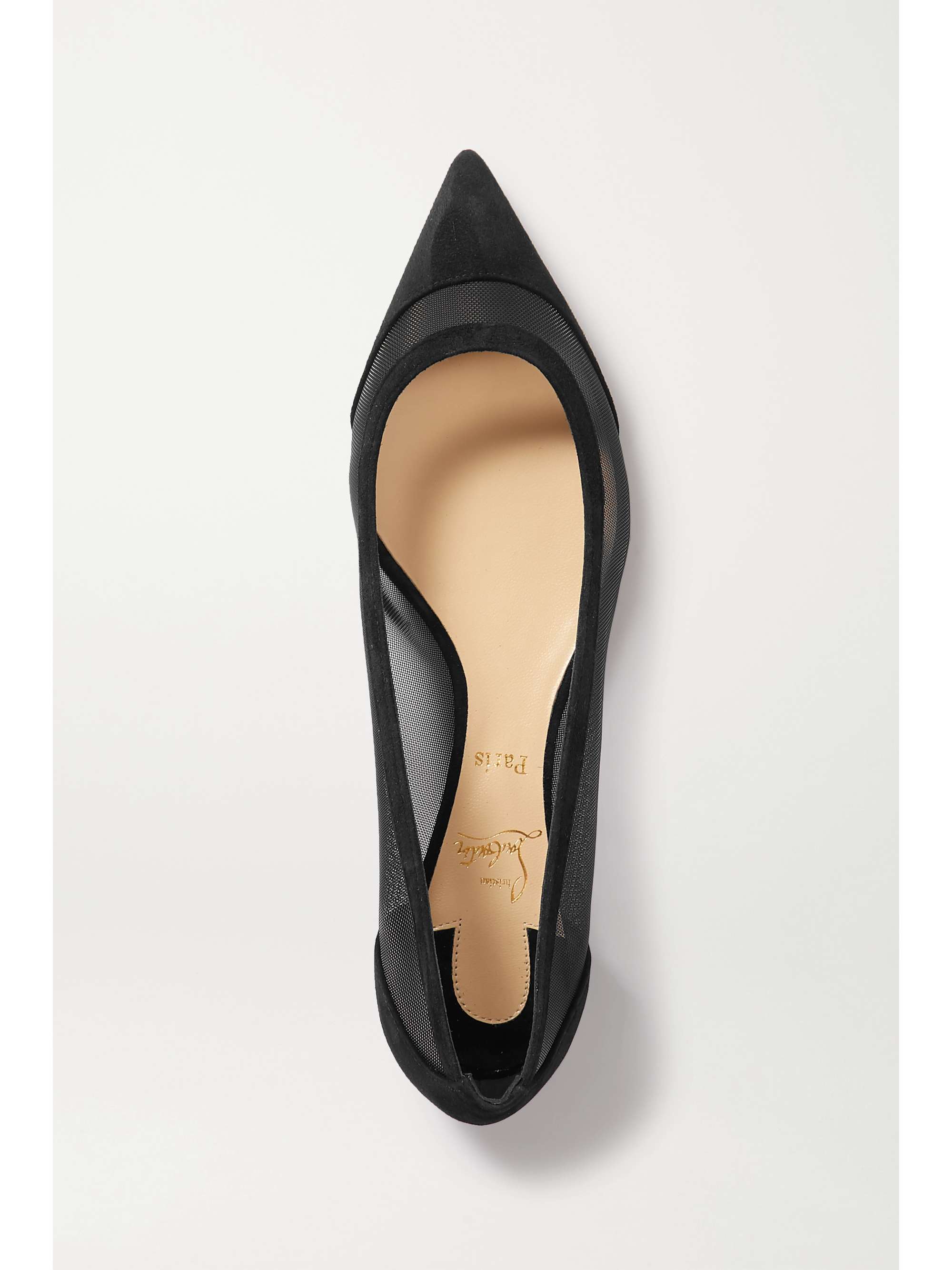 black suede pointed flats