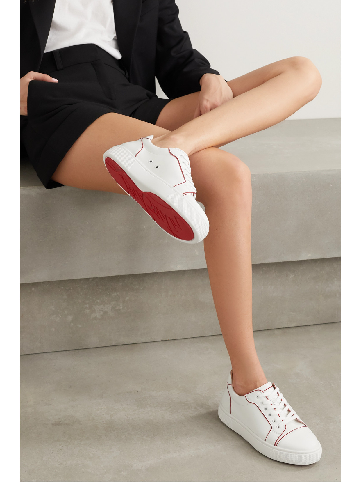 Shop Christian Louboutin Vieirissima Two-tone Leather Sneakers In White