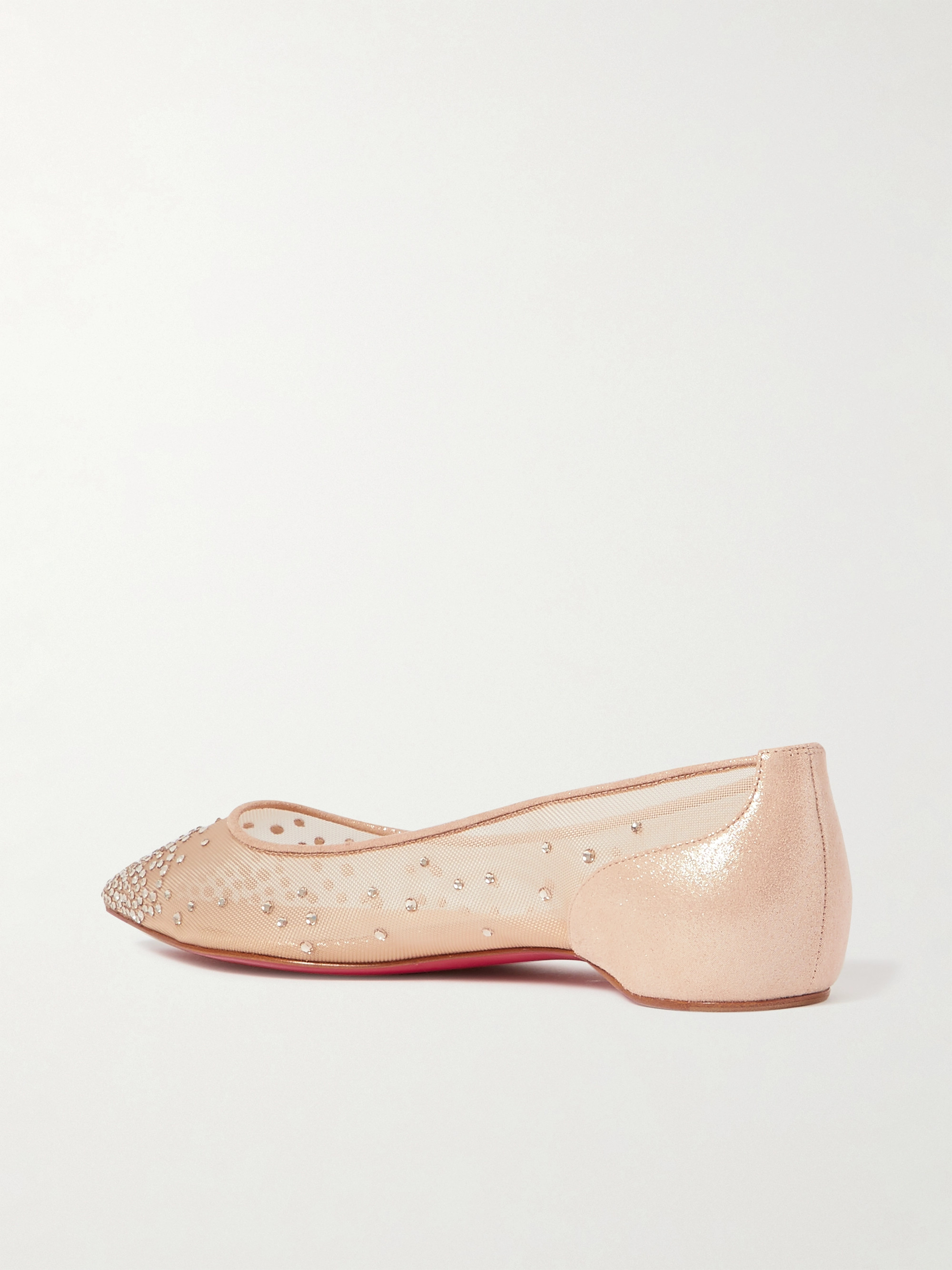 CHRISTIAN LOUBOUTIN Follies Swarovski crystal-embellished mesh and lamé point-toe flats thumbnail