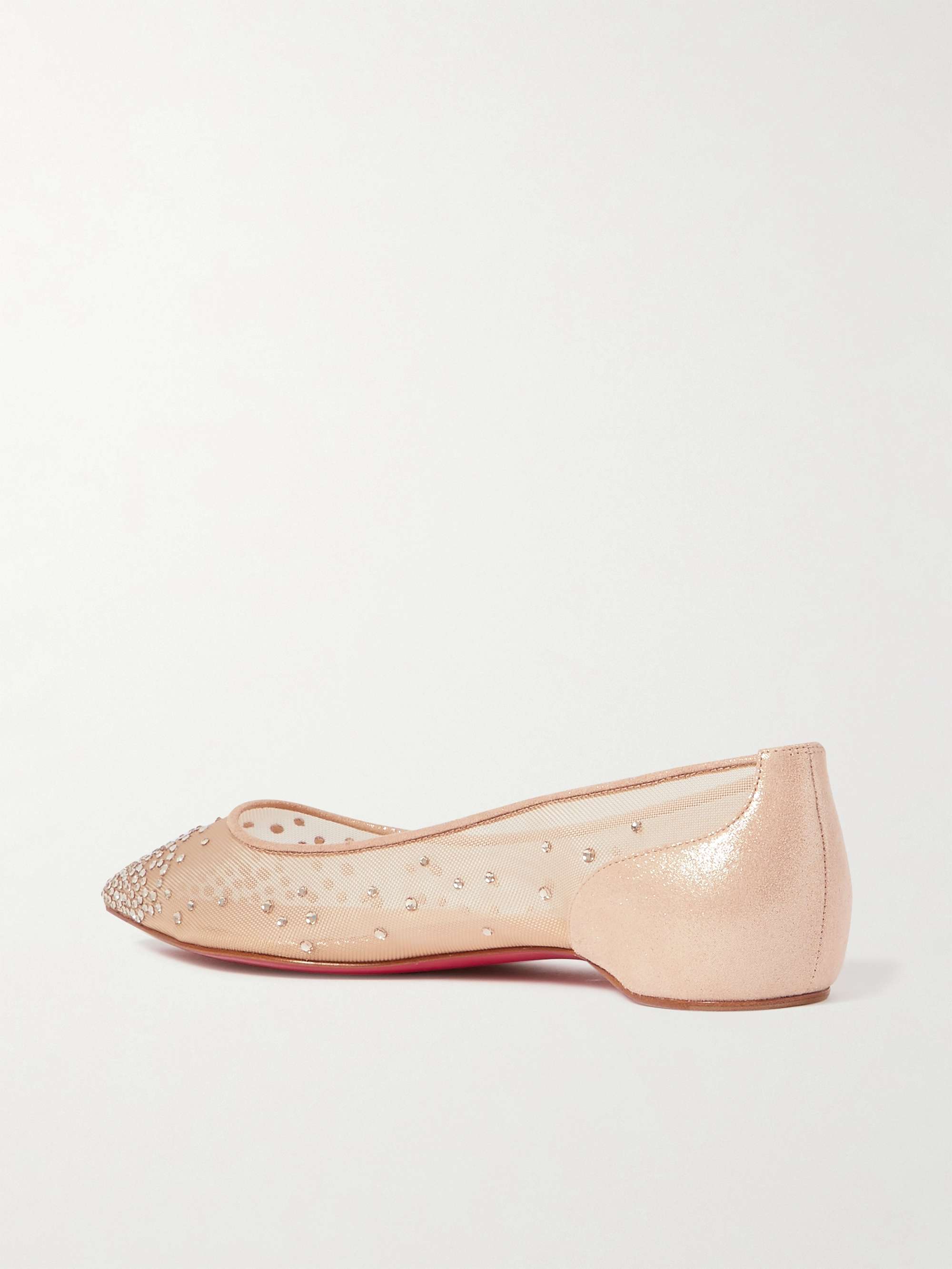 CHRISTIAN LOUBOUTIN Follies crystal-embellished PVC and leather point-toe flats