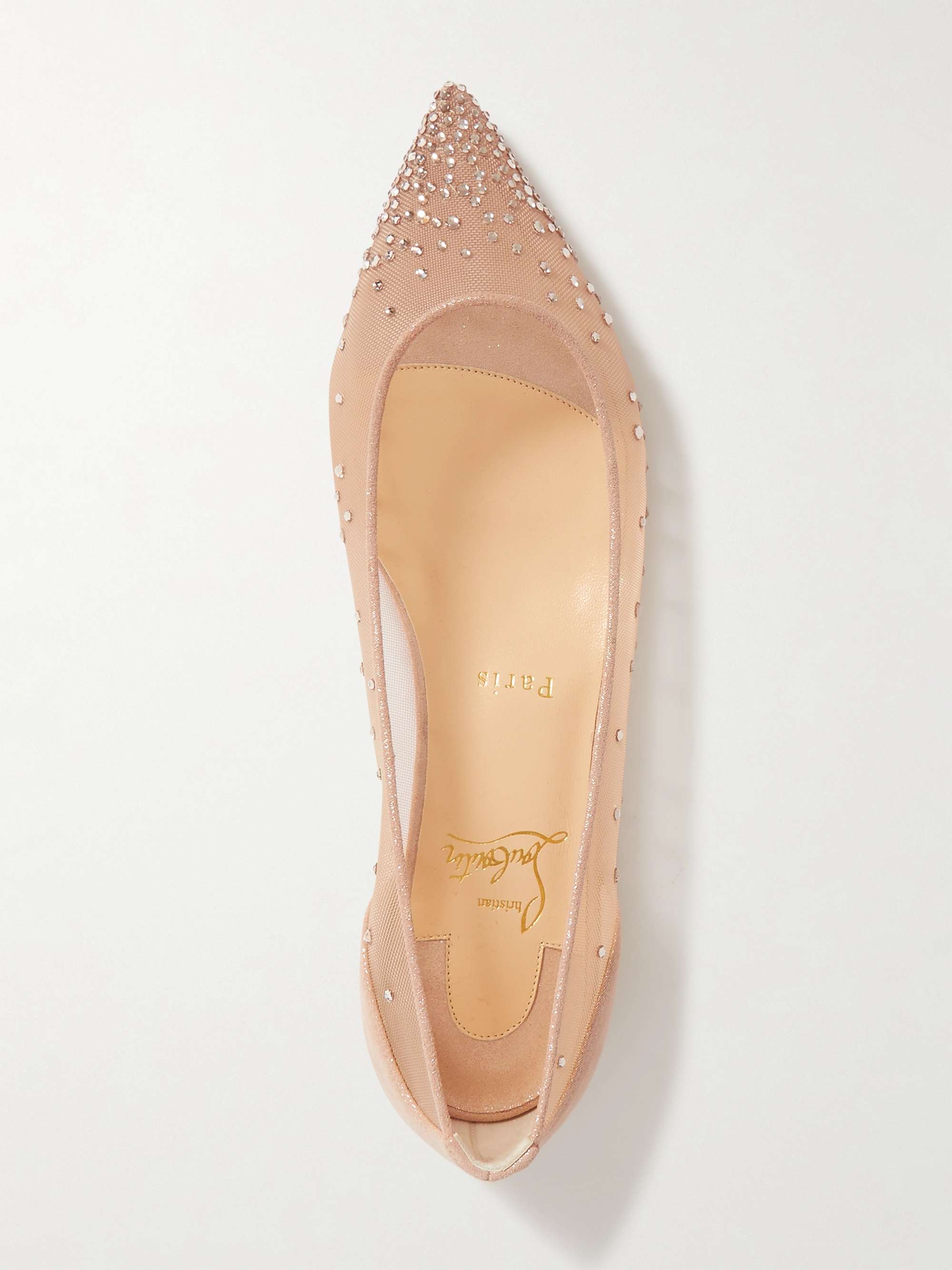 CHRISTIAN LOUBOUTIN Follies crystal-embellished PVC and leather point-toe flats