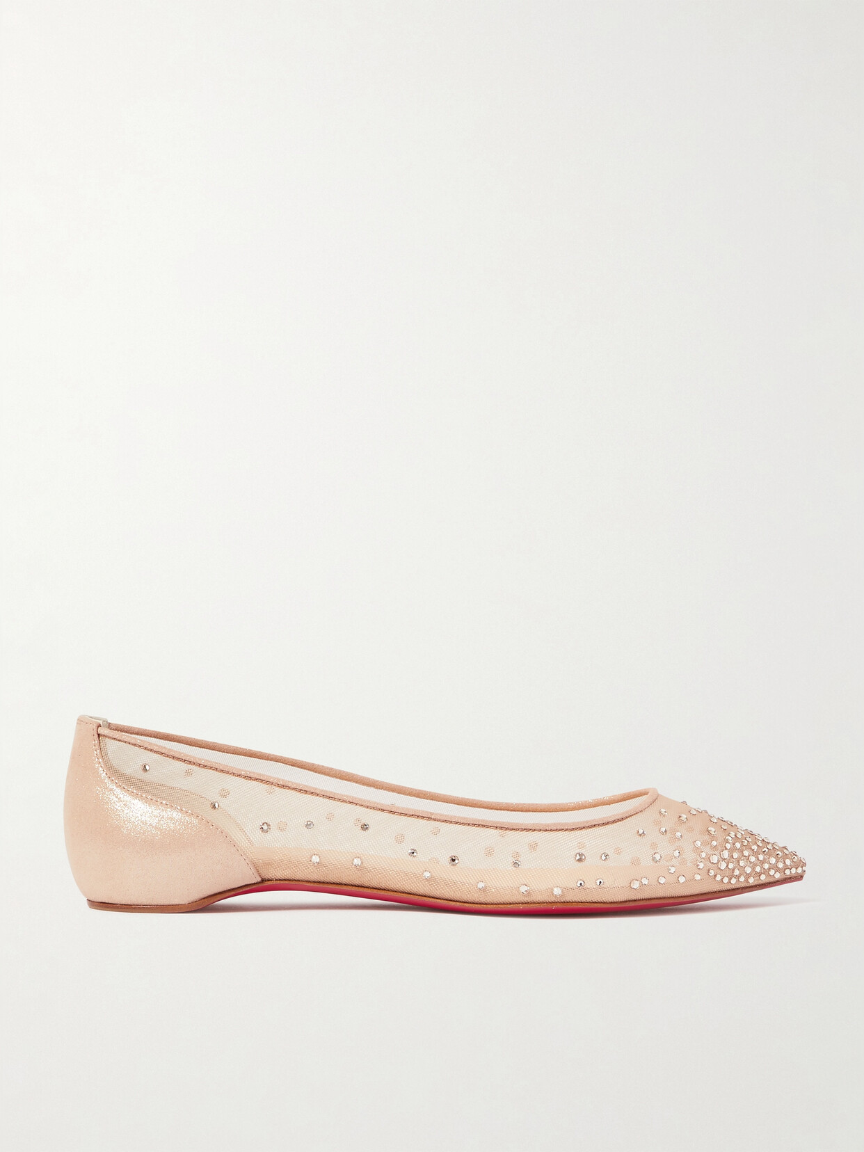 Christian Louboutin 'follies Strass' Ballet Flats in Natural