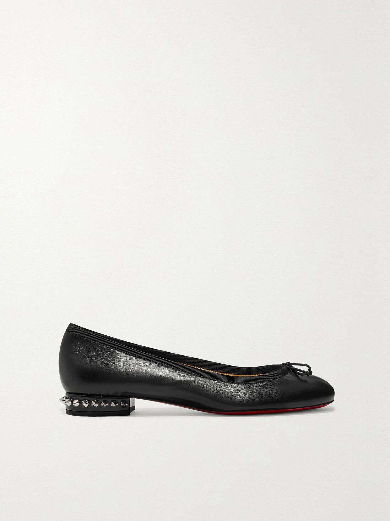 Shop Christian Louboutin La Massine Spiked Leather Ballet Flats In Black