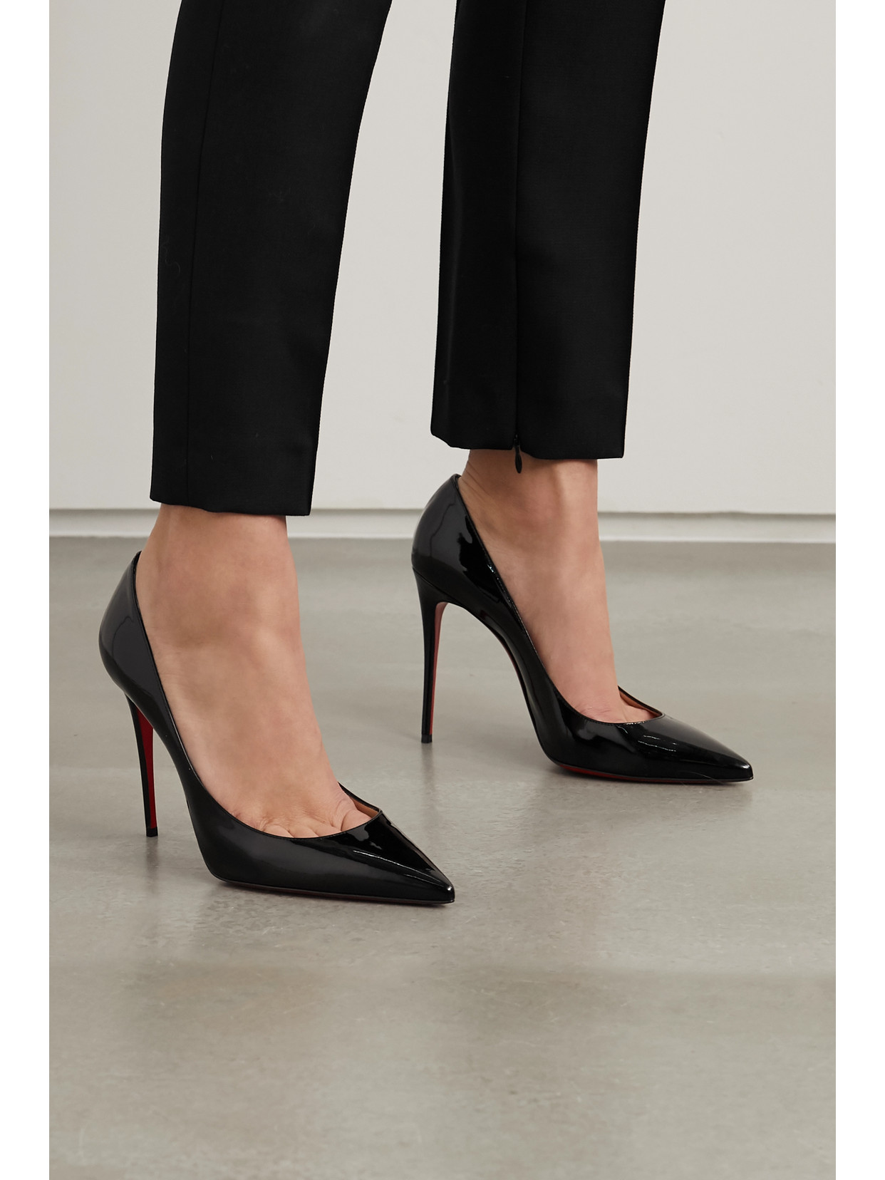 Shop Christian Louboutin Kate 100 Patent-leather Pumps In Black