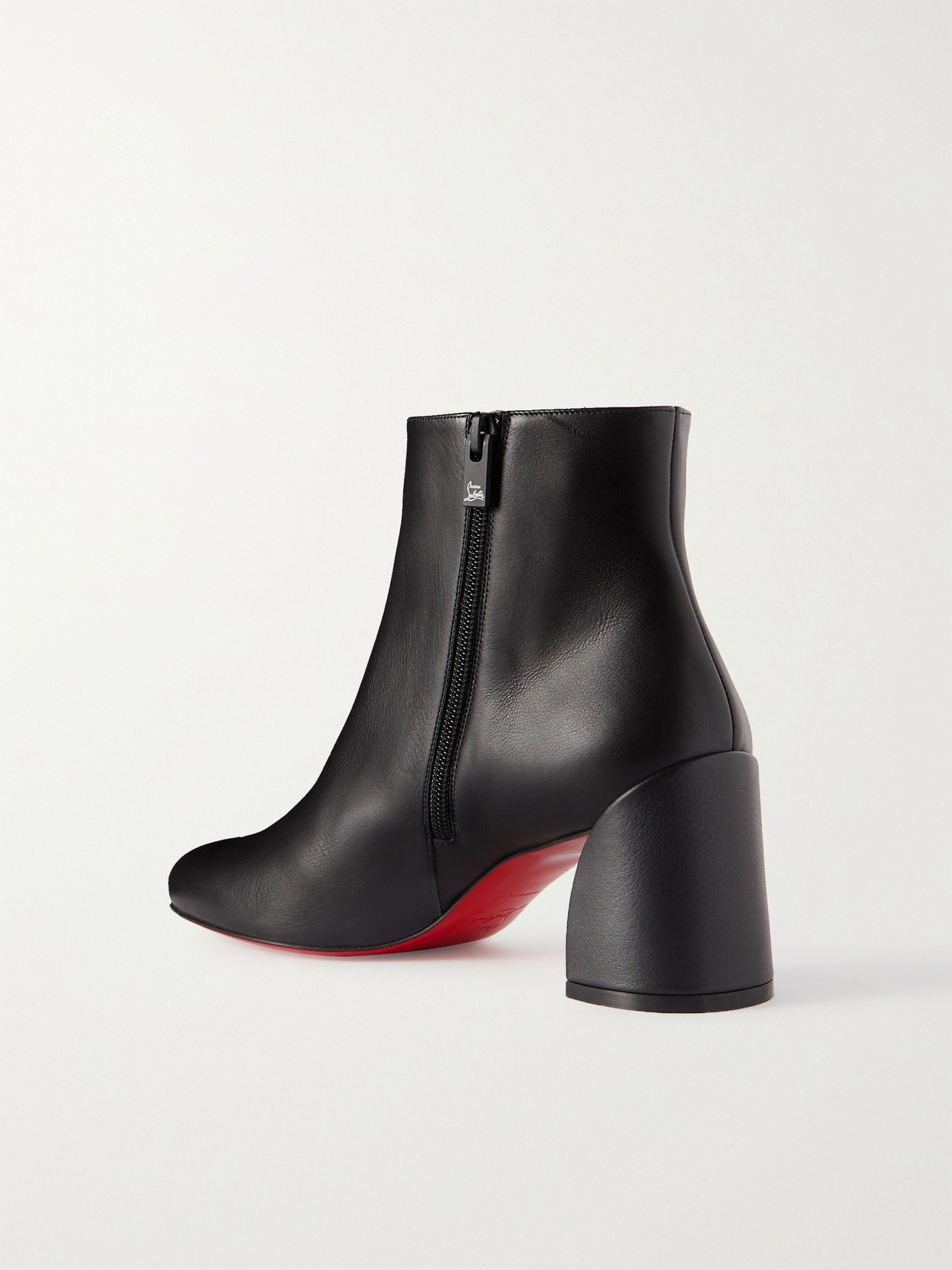 Christian Louboutin Turela Leather Side-zip Red Sole Booties In Black