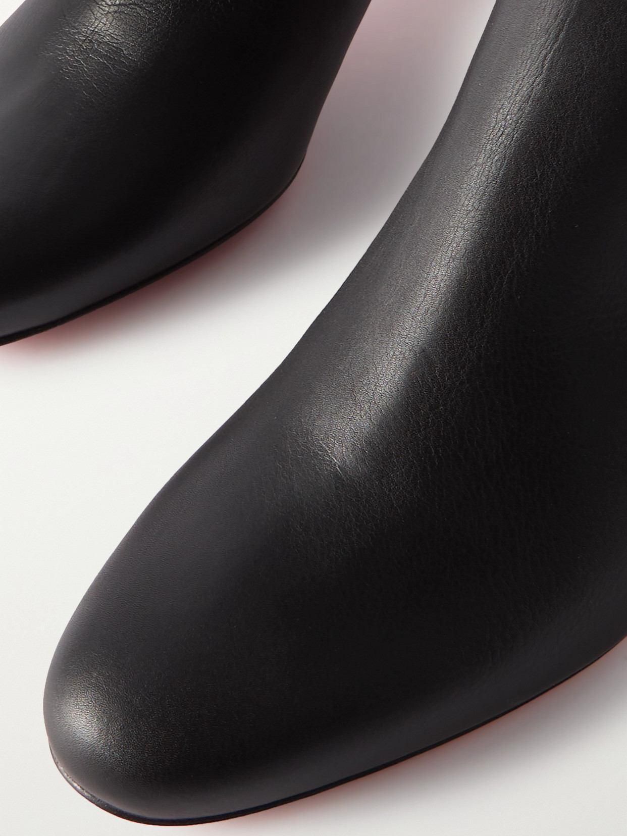 Christian Louboutin Turela Leather Side-zip Red Sole Booties In Black