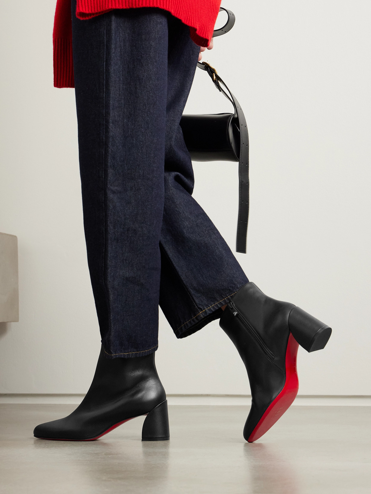 Shop Christian Louboutin Turela 55 Leather Ankle Boots In Black