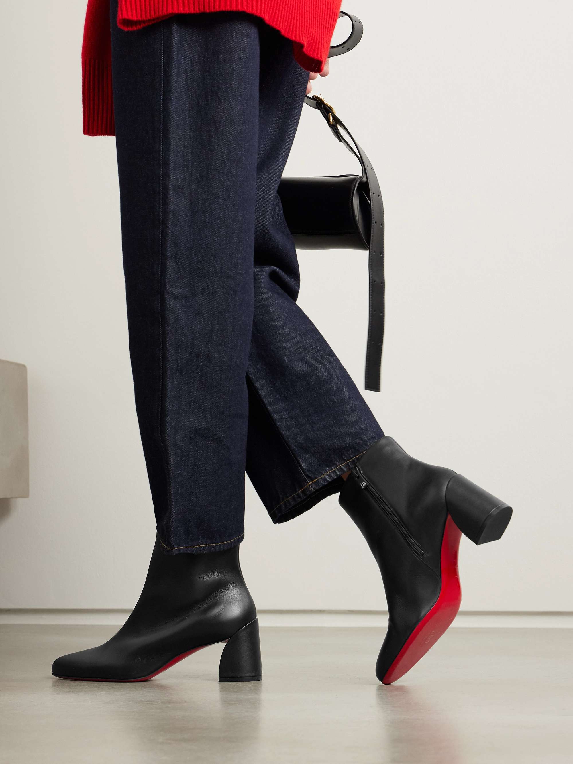 Christian Louboutin Turela 55 Leather Ankle Boots - Black