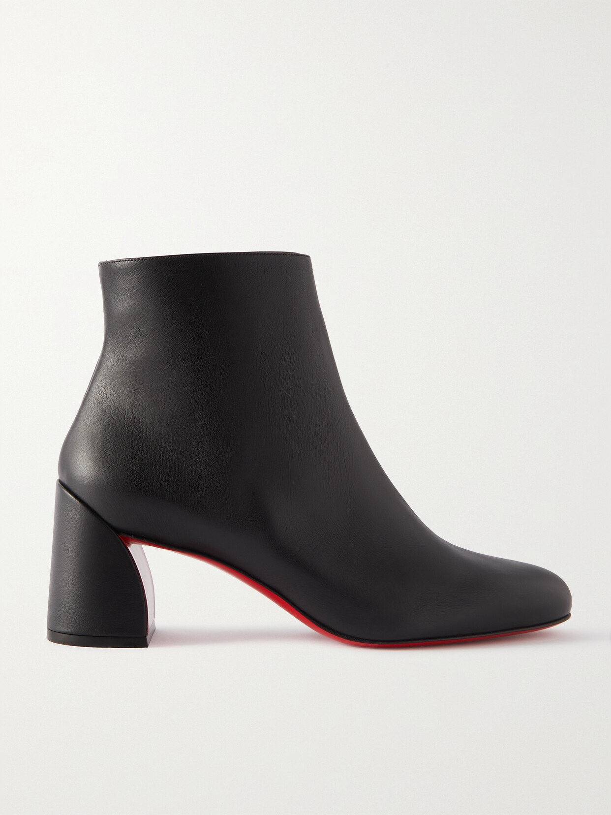 Christian Louboutin Turela Leather Side-zip Red Sole Booties In Black
