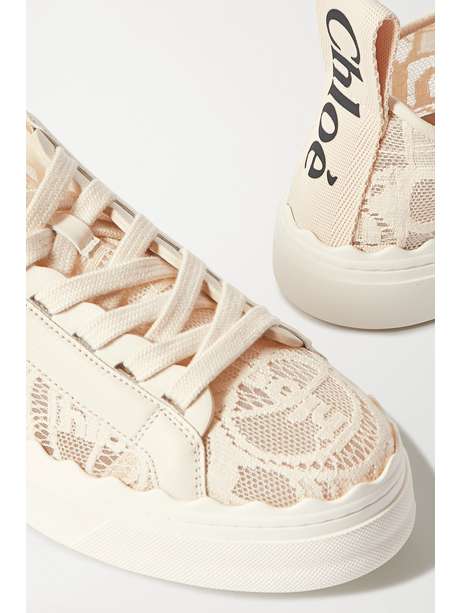 chloé lauren scalloped leather sneakers