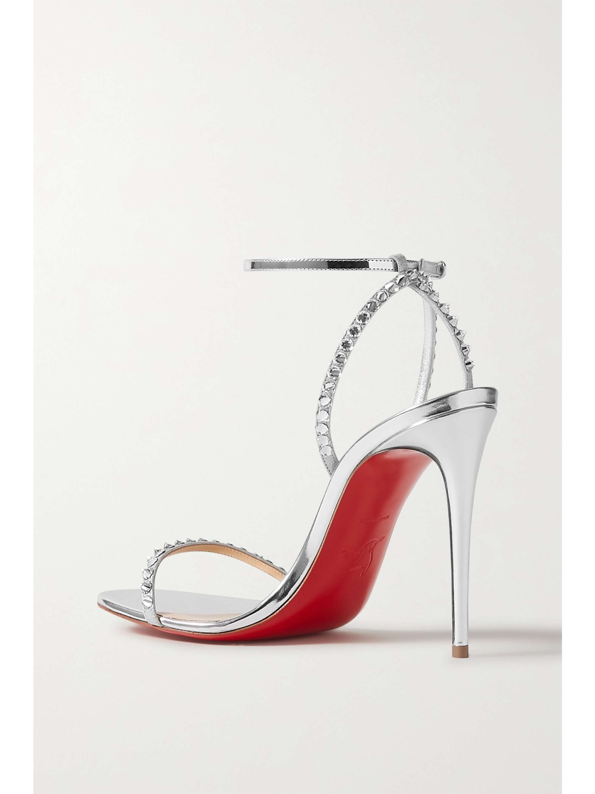 CHRISTIAN LOUBOUTIN So You 100 Swarovski crystal-embellished mirrored-leather sandals