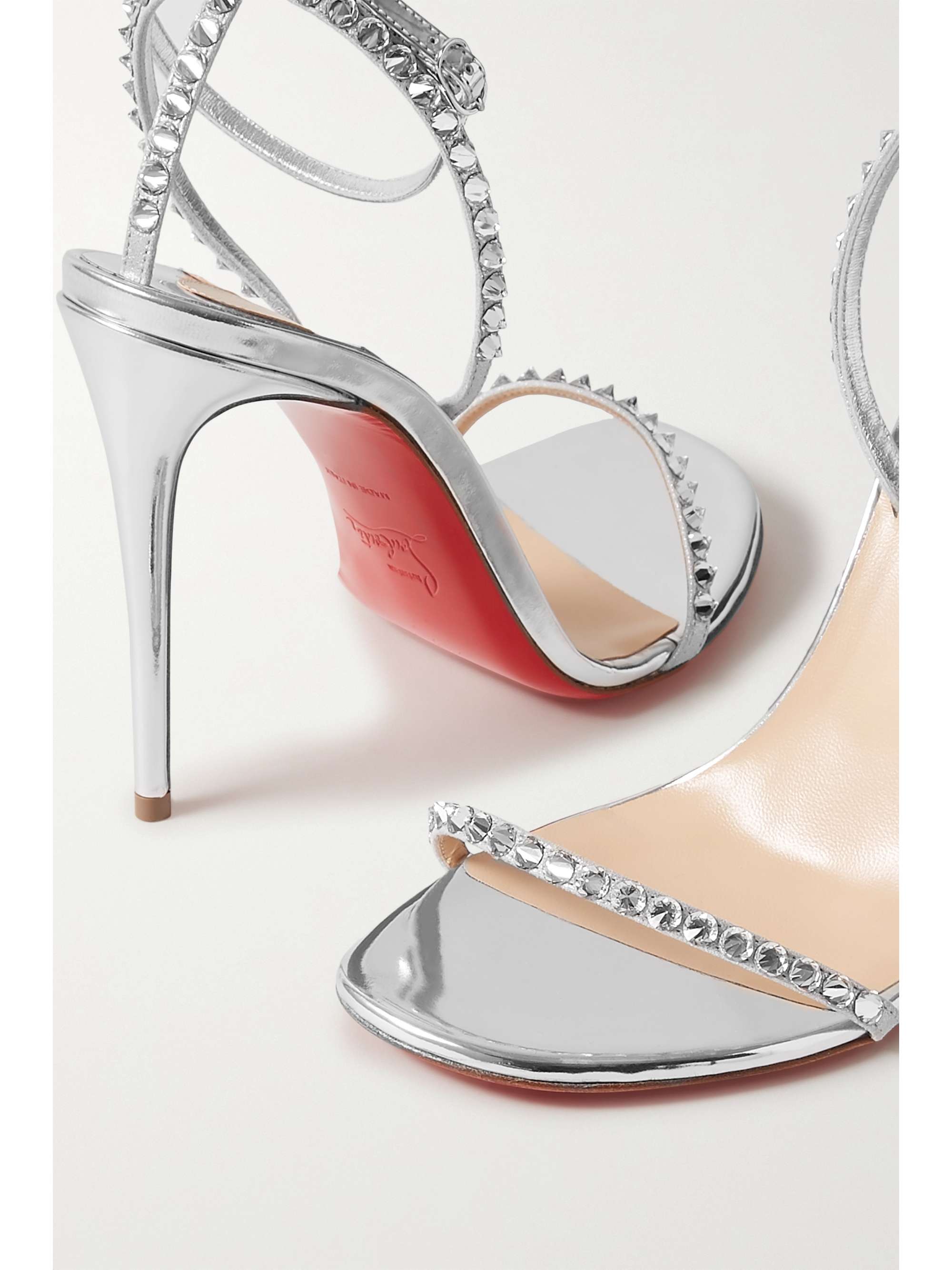 CHRISTIAN LOUBOUTIN So You 100 Swarovski crystal-embellished mirrored-leather sandals