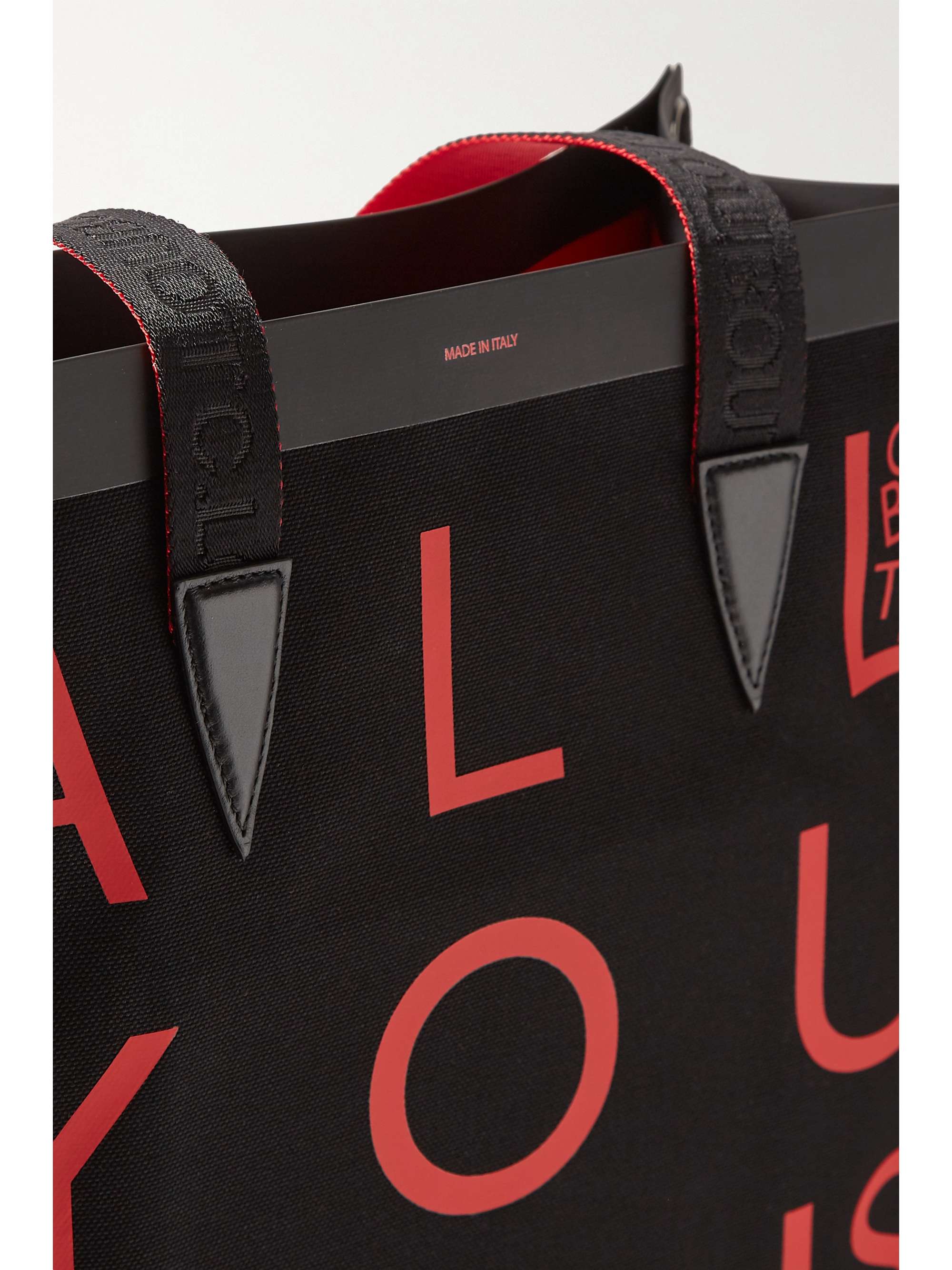 CHRISTIAN LOUBOUTIN Cabalace small lace-up leather-trimmed printed canvas tote
