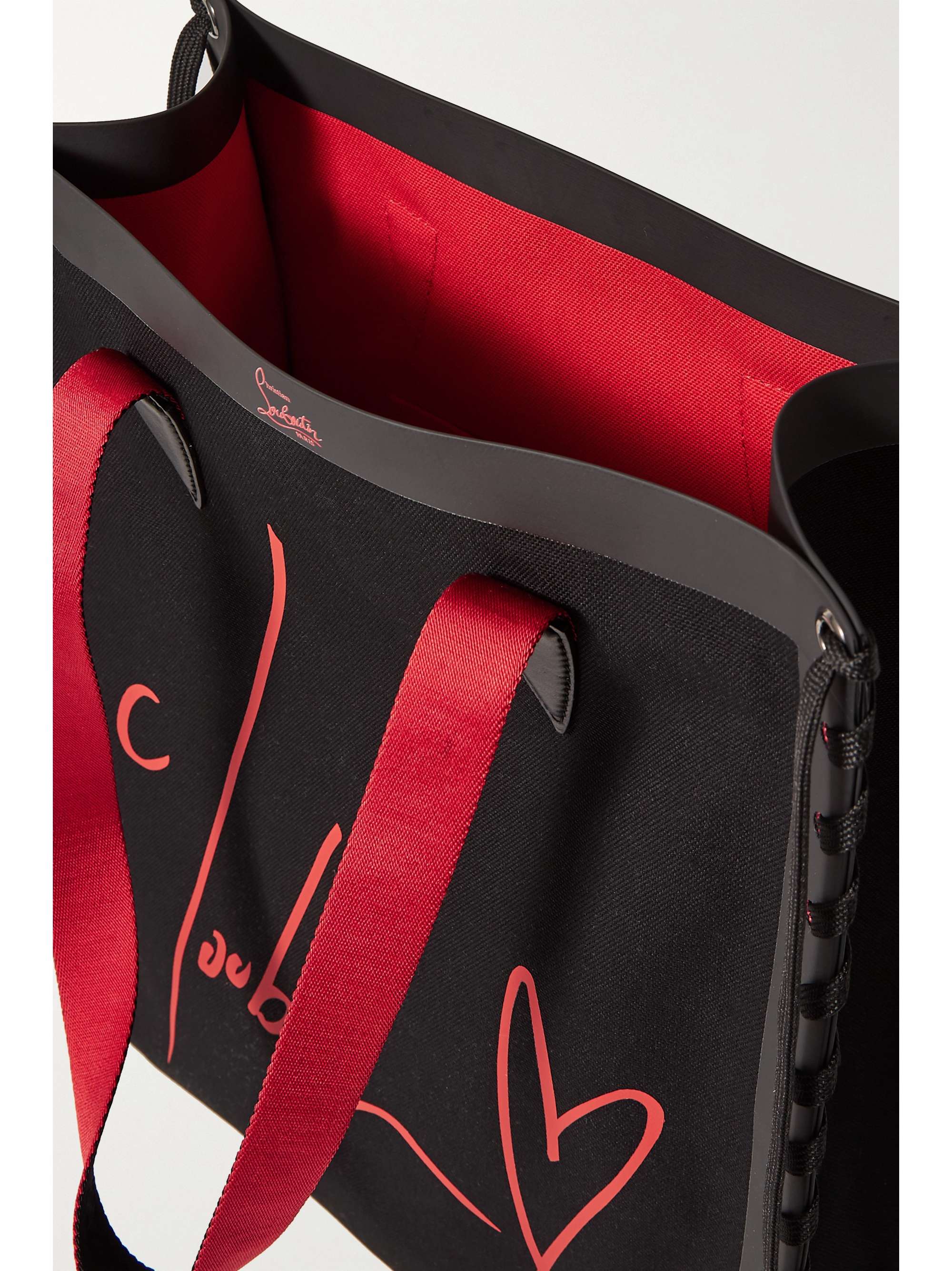 CHRISTIAN LOUBOUTIN Cabalace small lace-up leather-trimmed printed canvas tote