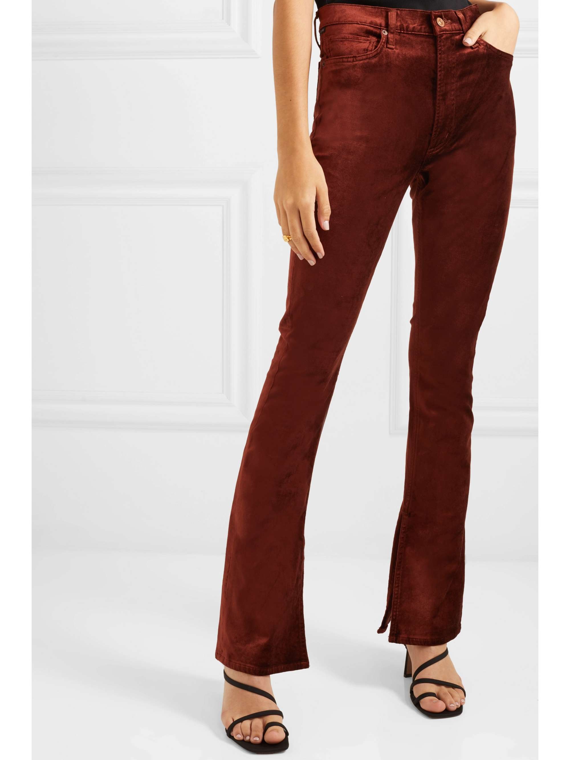 Brown Georgia stretch-velvet bootcut 