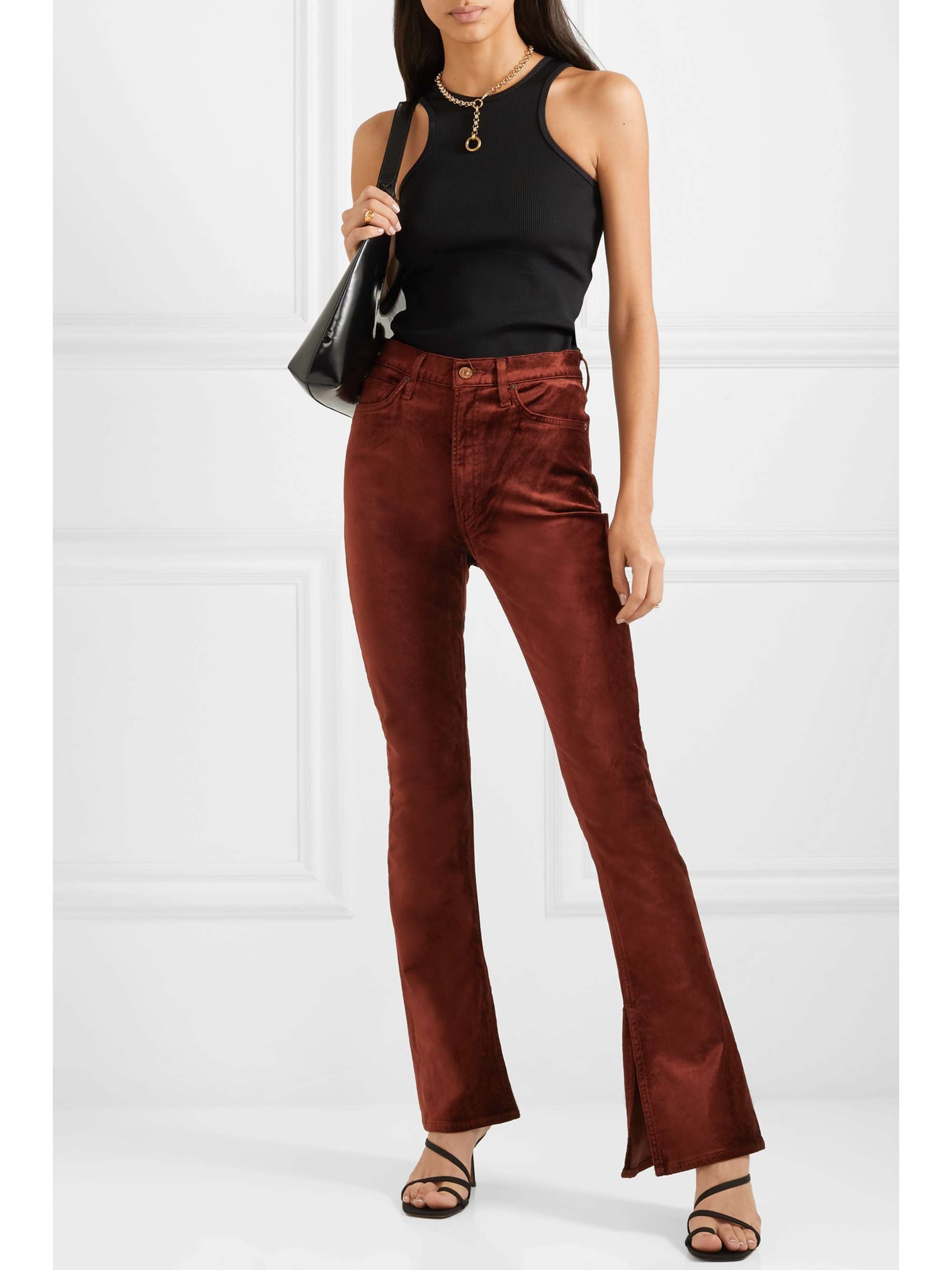 Brown Georgia stretch-velvet bootcut 