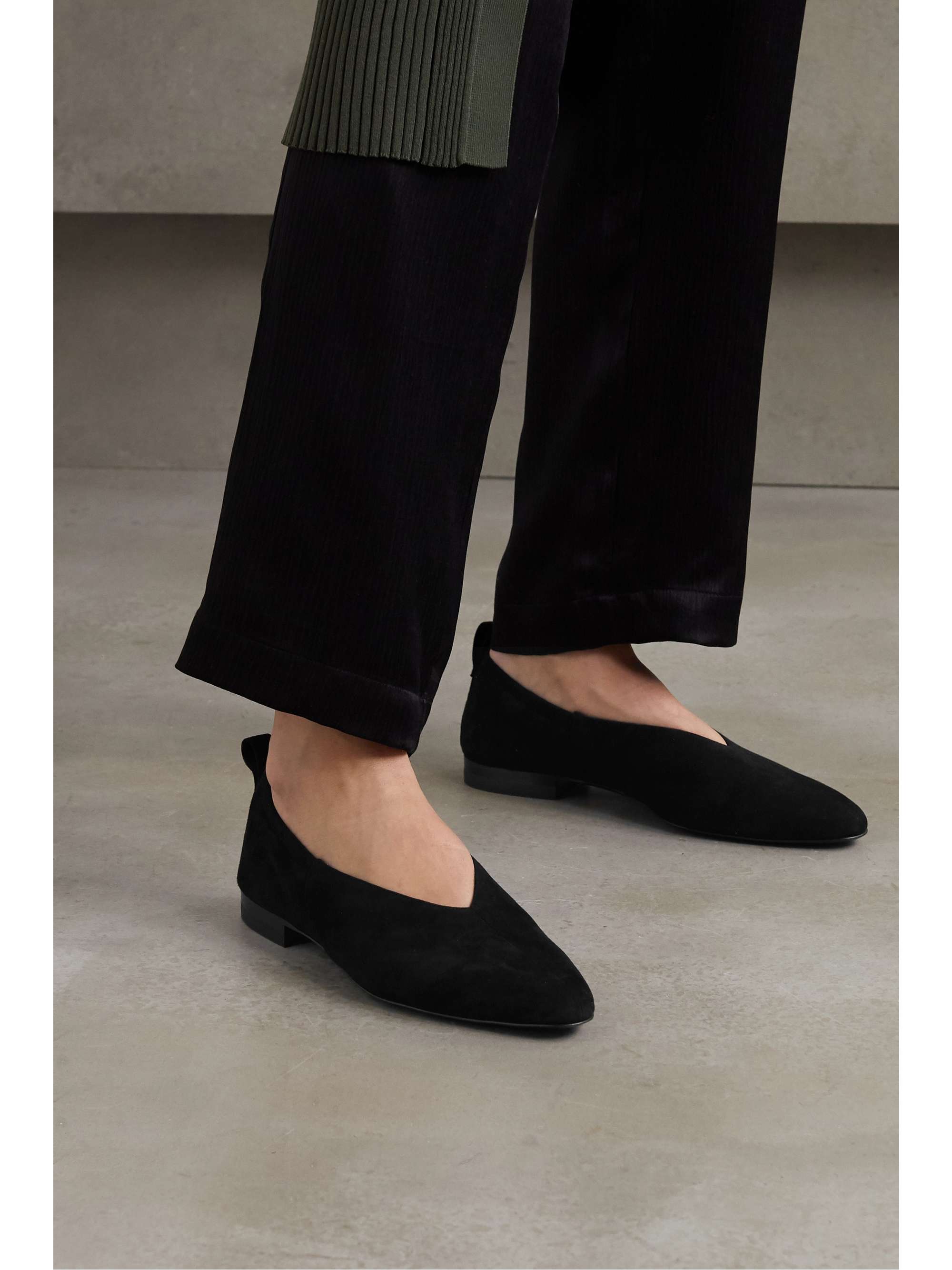 black suede flats