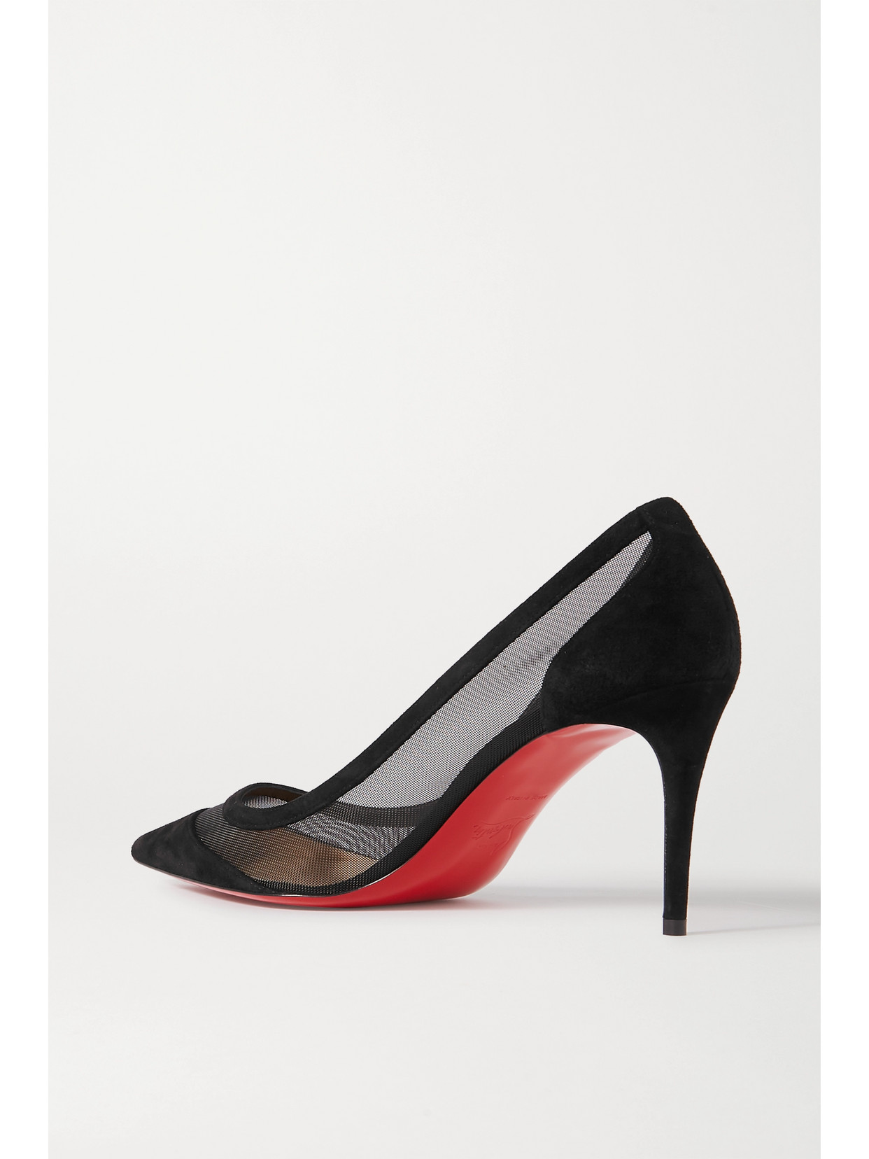 Christian Louboutin Galativi 85 Suede And Mesh Pumps In Black