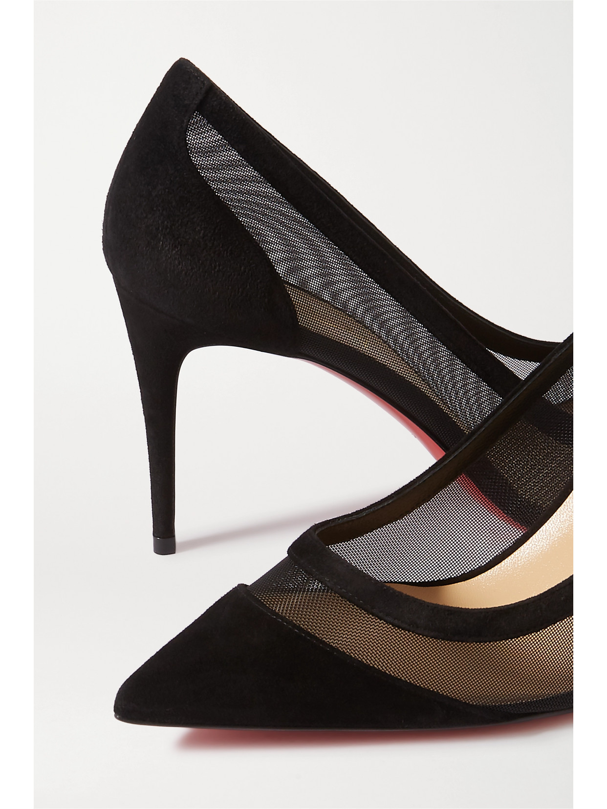 Christian Louboutin Galativi 85 Suede And Mesh Pumps In Black