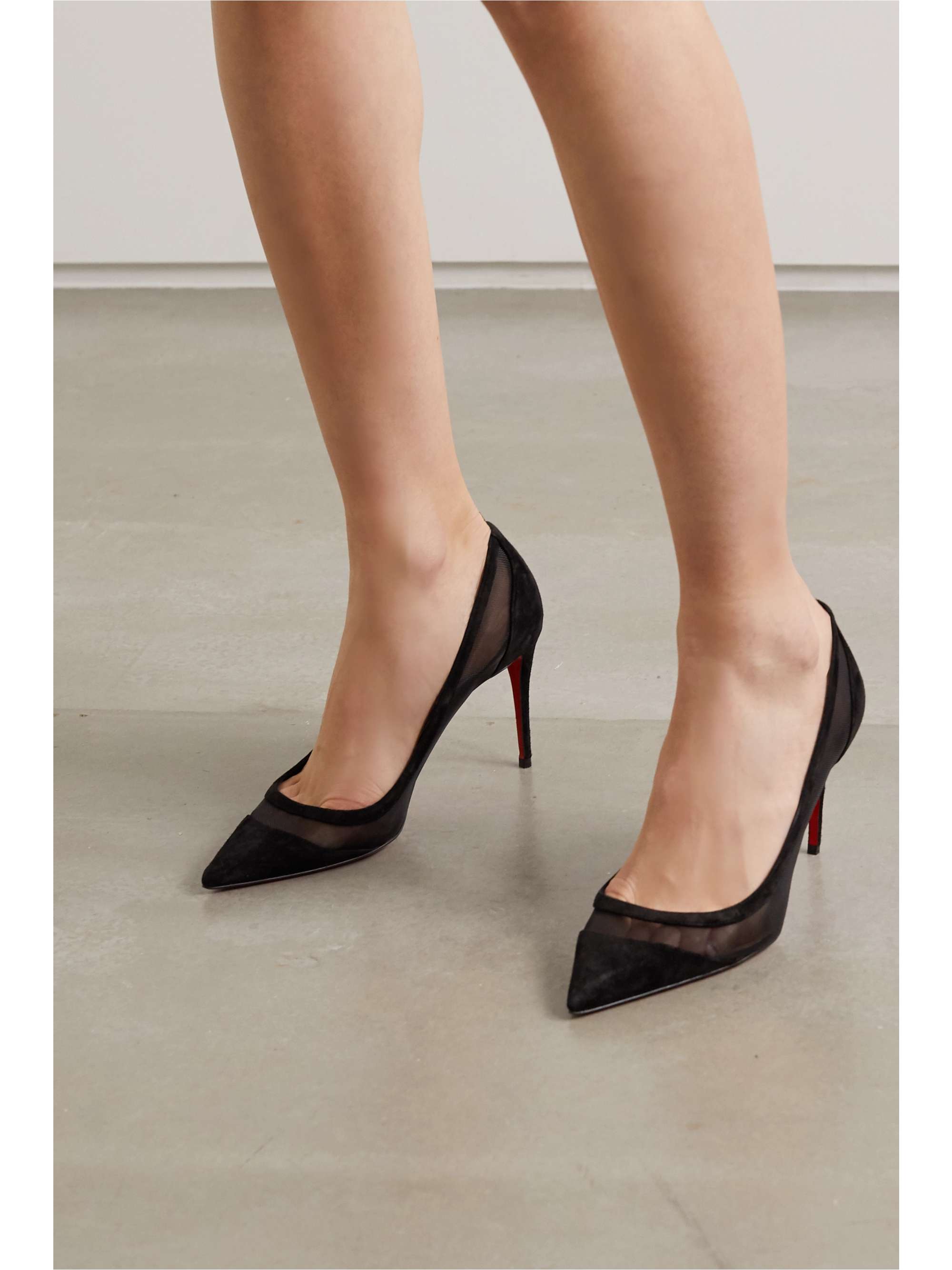 regeringstid bytte rundt værksted Black Galativi 85 suede and mesh pumps | CHRISTIAN LOUBOUTIN | NET-A-PORTER