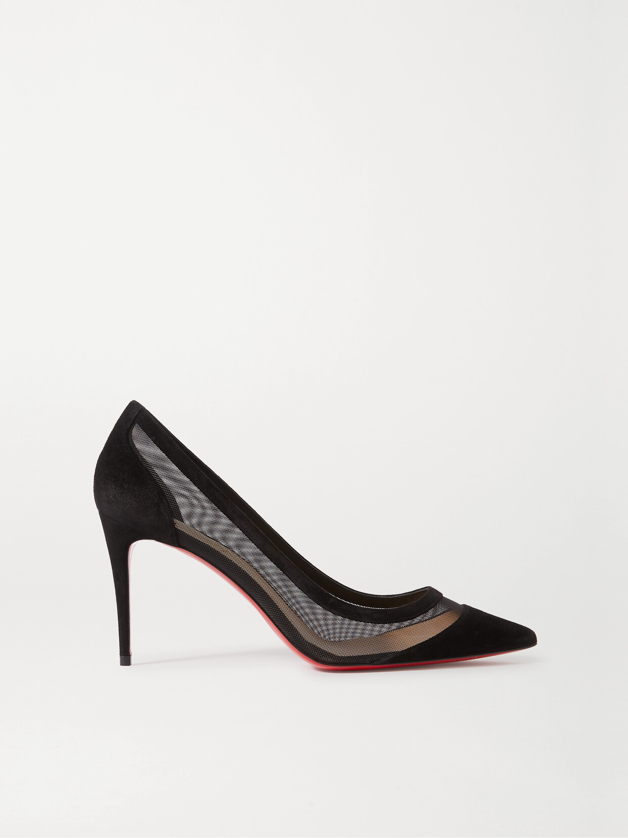 CHRISTIAN LOUBOUTIN GALATIVI 85 SUEDE AND MESH PUMPS