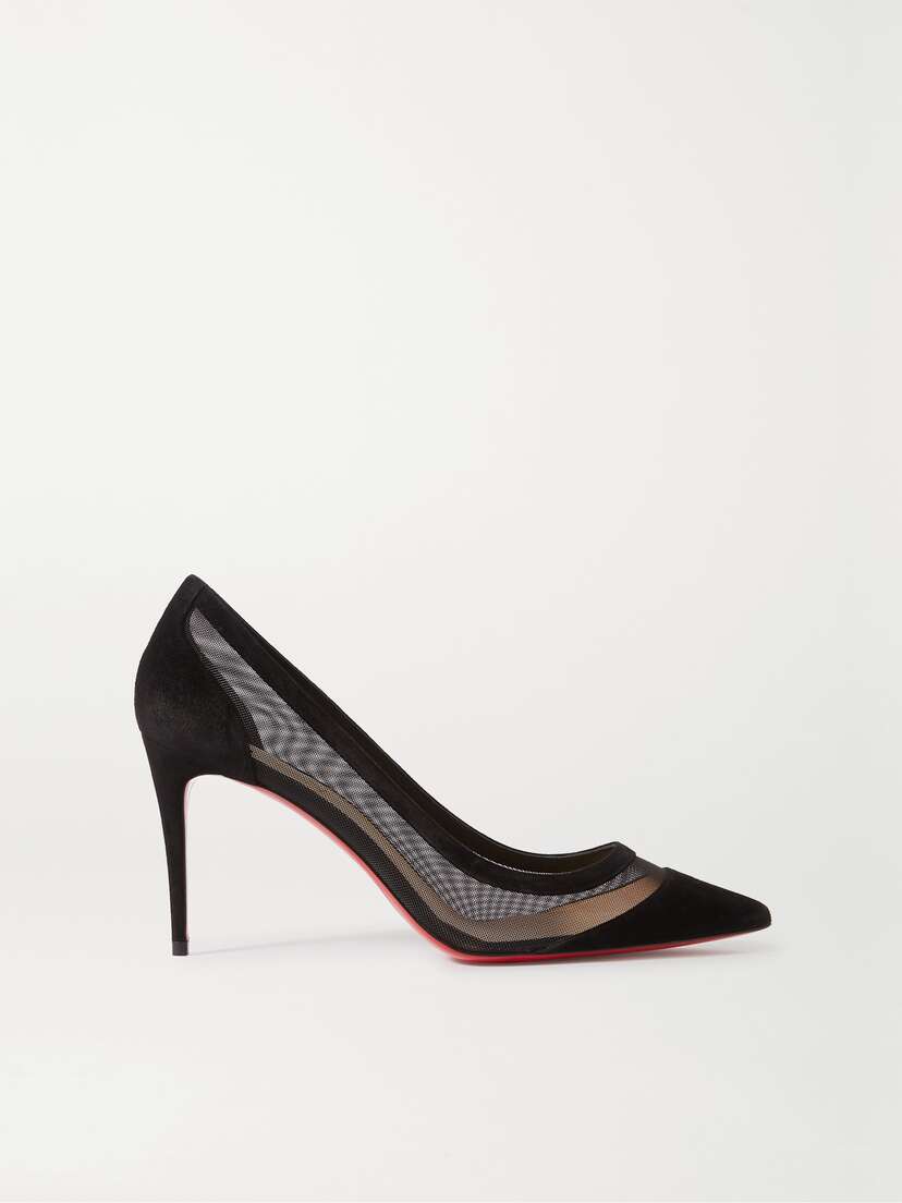 Christian Louboutin Galativi 85 Suede And Mesh Pumps
