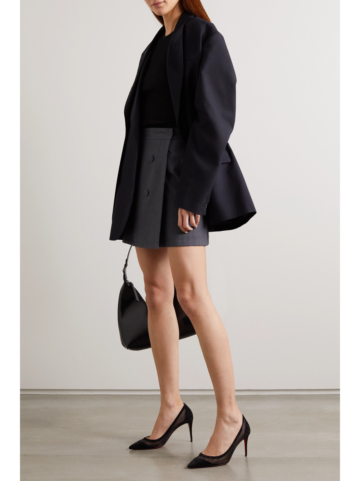 Christian Louboutin Galativi 85 Suede And Mesh Pumps In Black