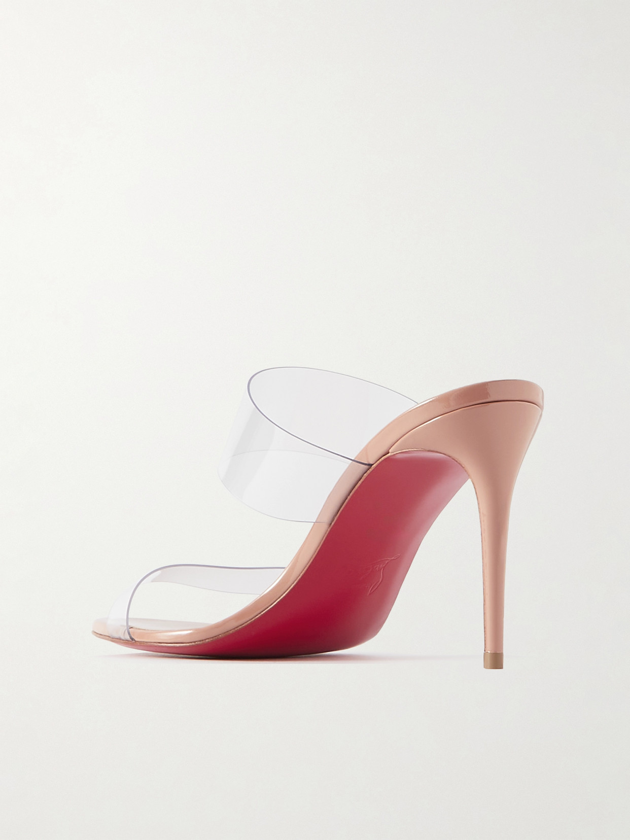 Christian Louboutin Just Nothing 85mm Patent Pvc Sandals In Neutral