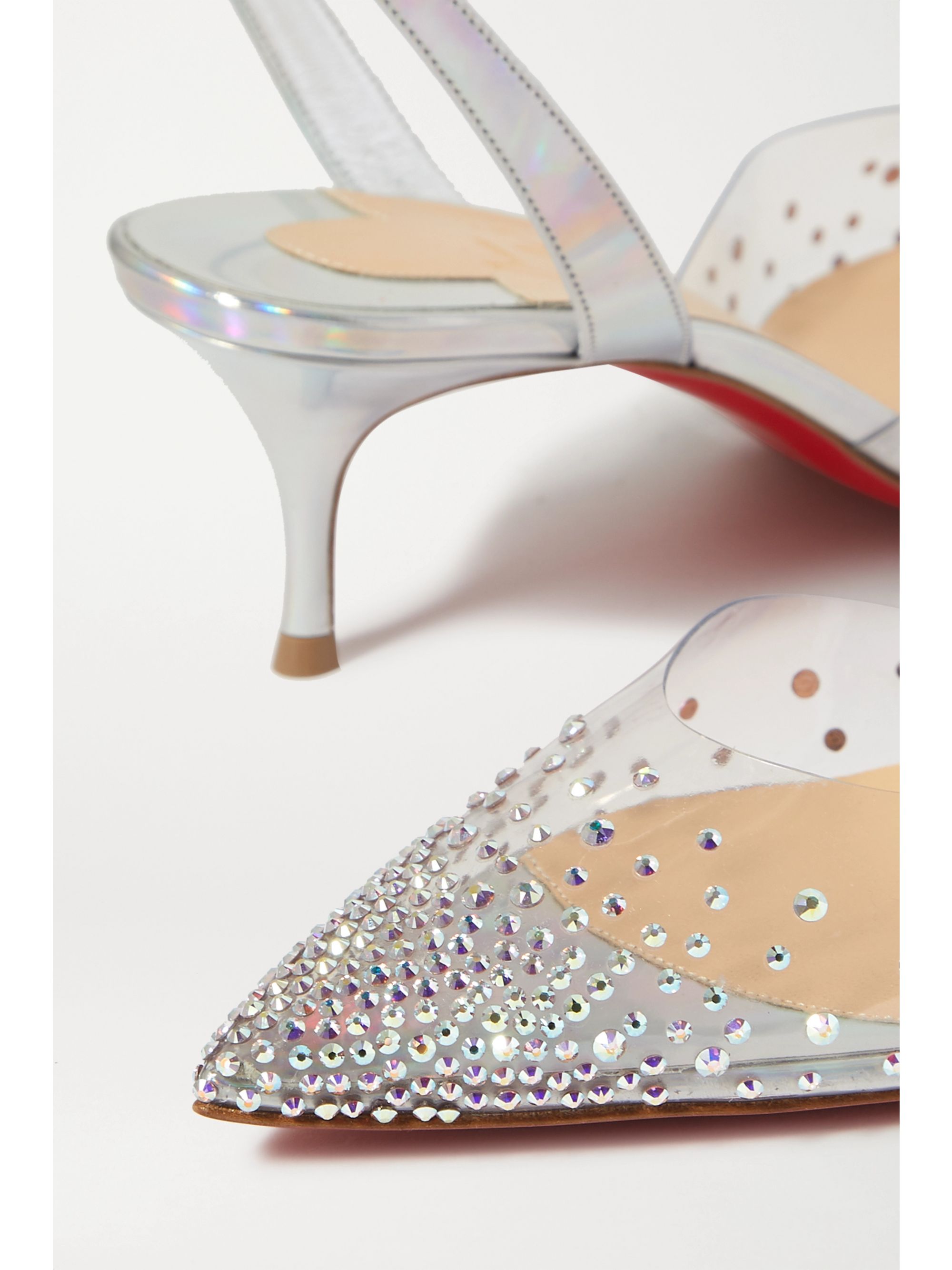 christian louboutin degrastrassita embellished pvc & leather pumps