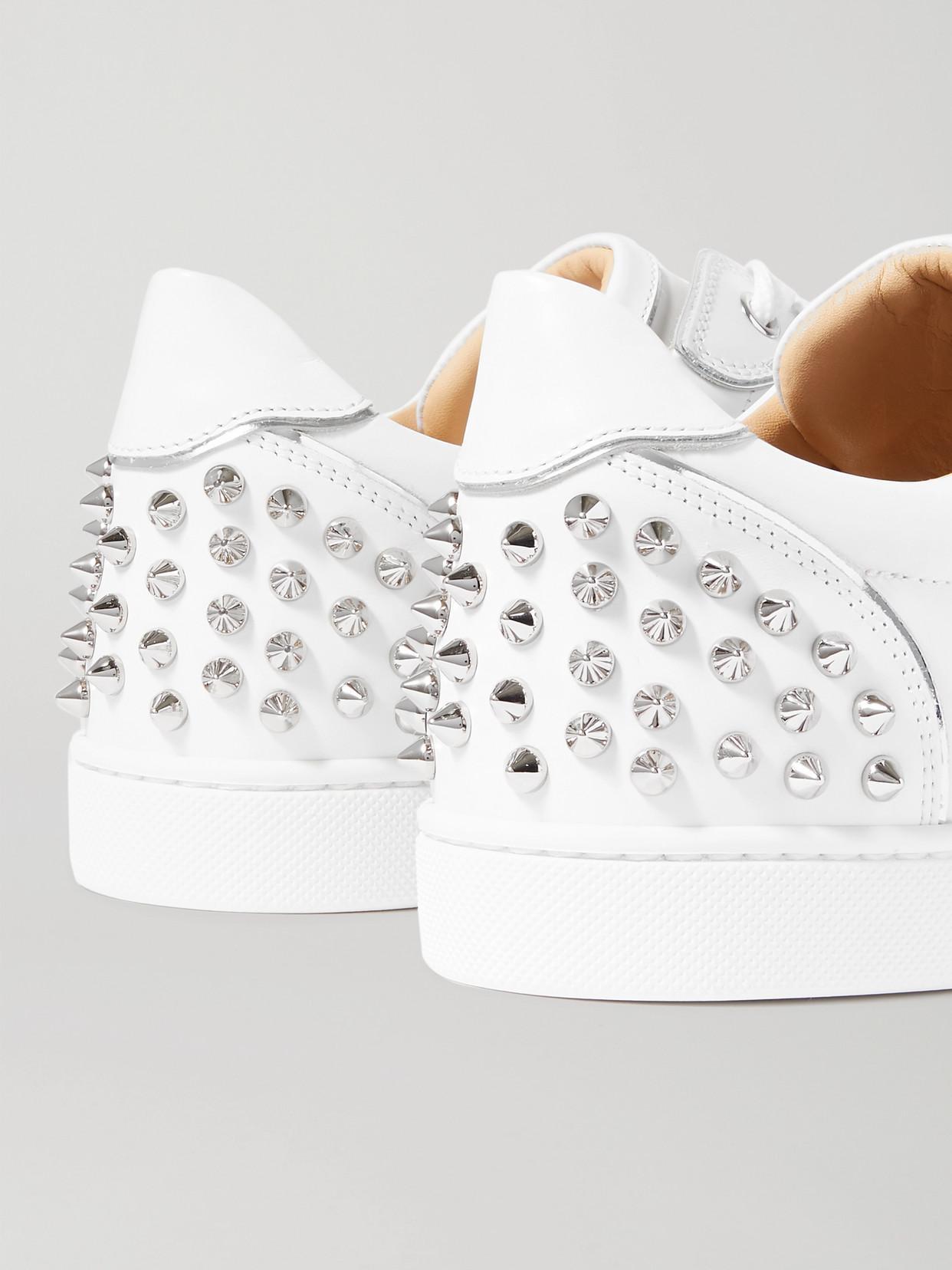 Shop Christian Louboutin Vieira 2 Embellished Leather Sneakers In White