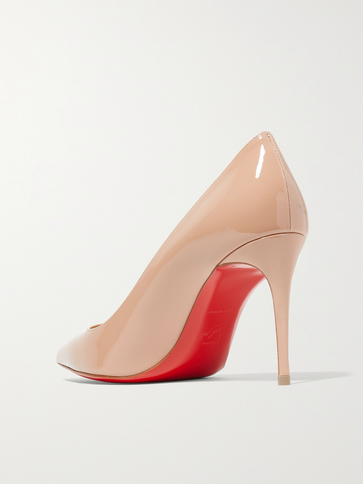 Shop Christian Louboutin Kate 85 Patent-leather Pumps In Beige