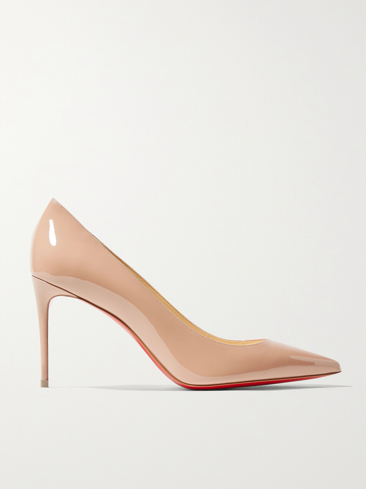 Shop Christian Louboutin Kate 85 Patent-leather Pumps In Beige