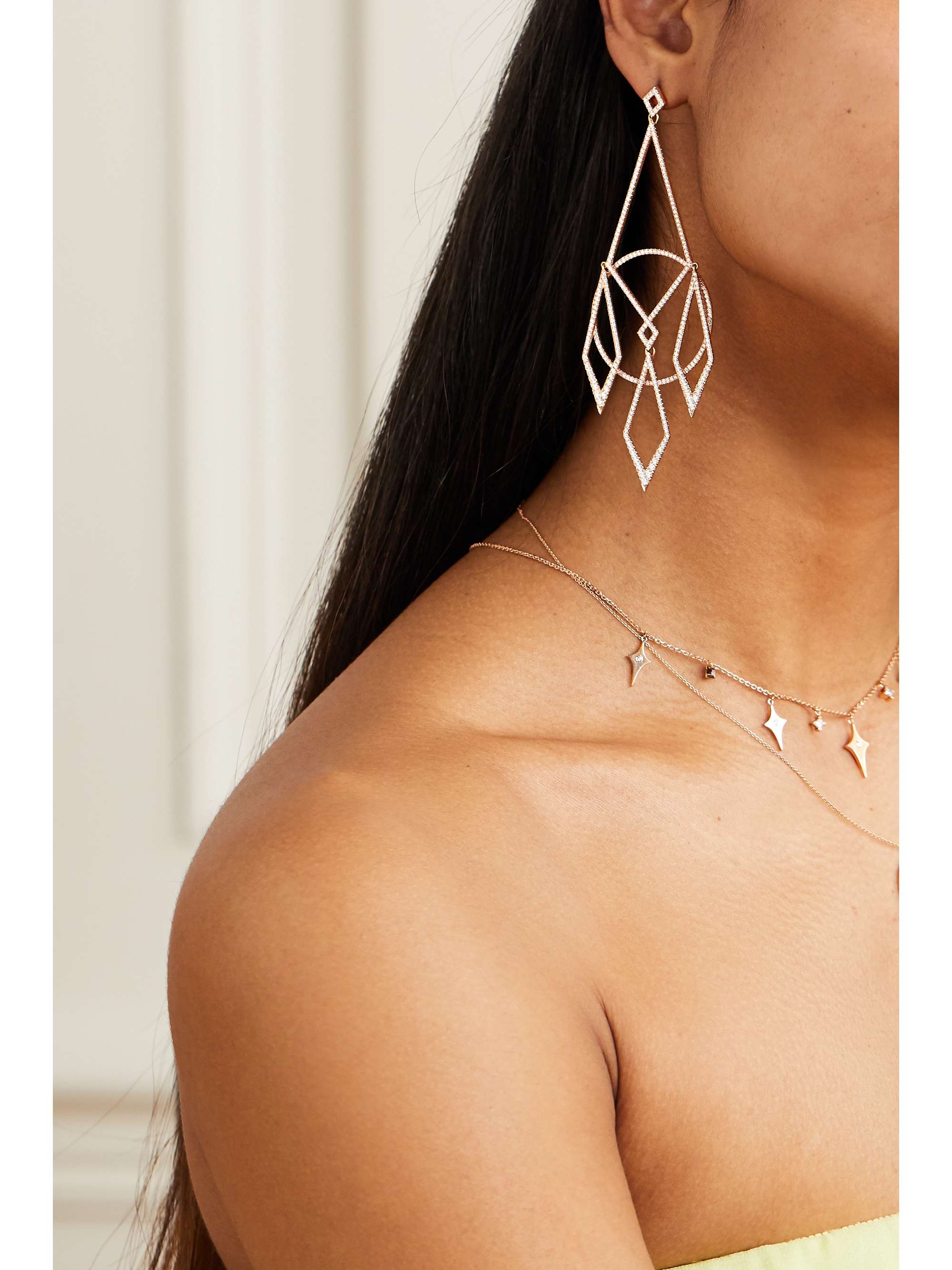 DIANE KORDAS 18-karat rose gold diamond earrings