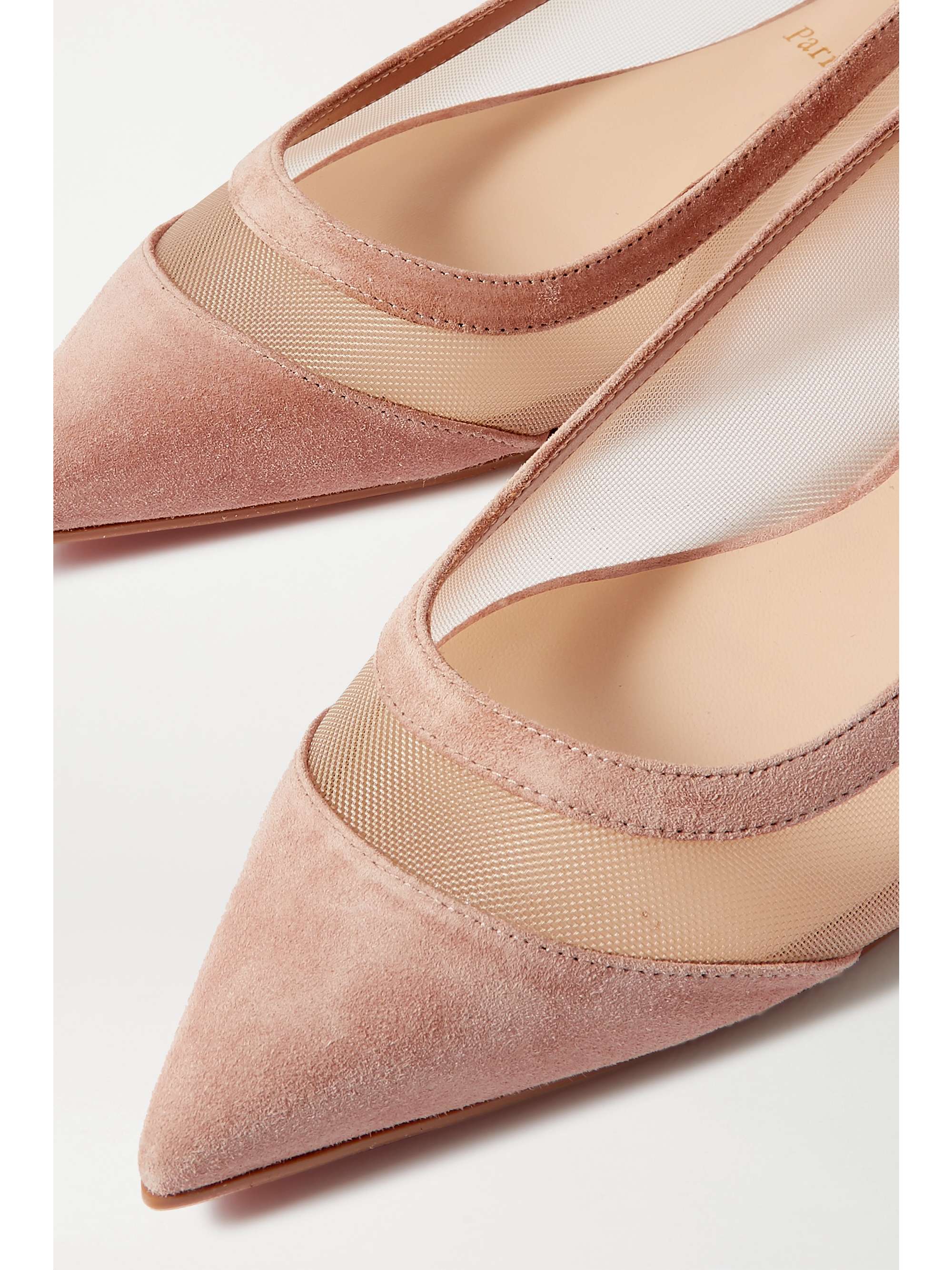 christian louboutin galativi mesh pointed red sole flats