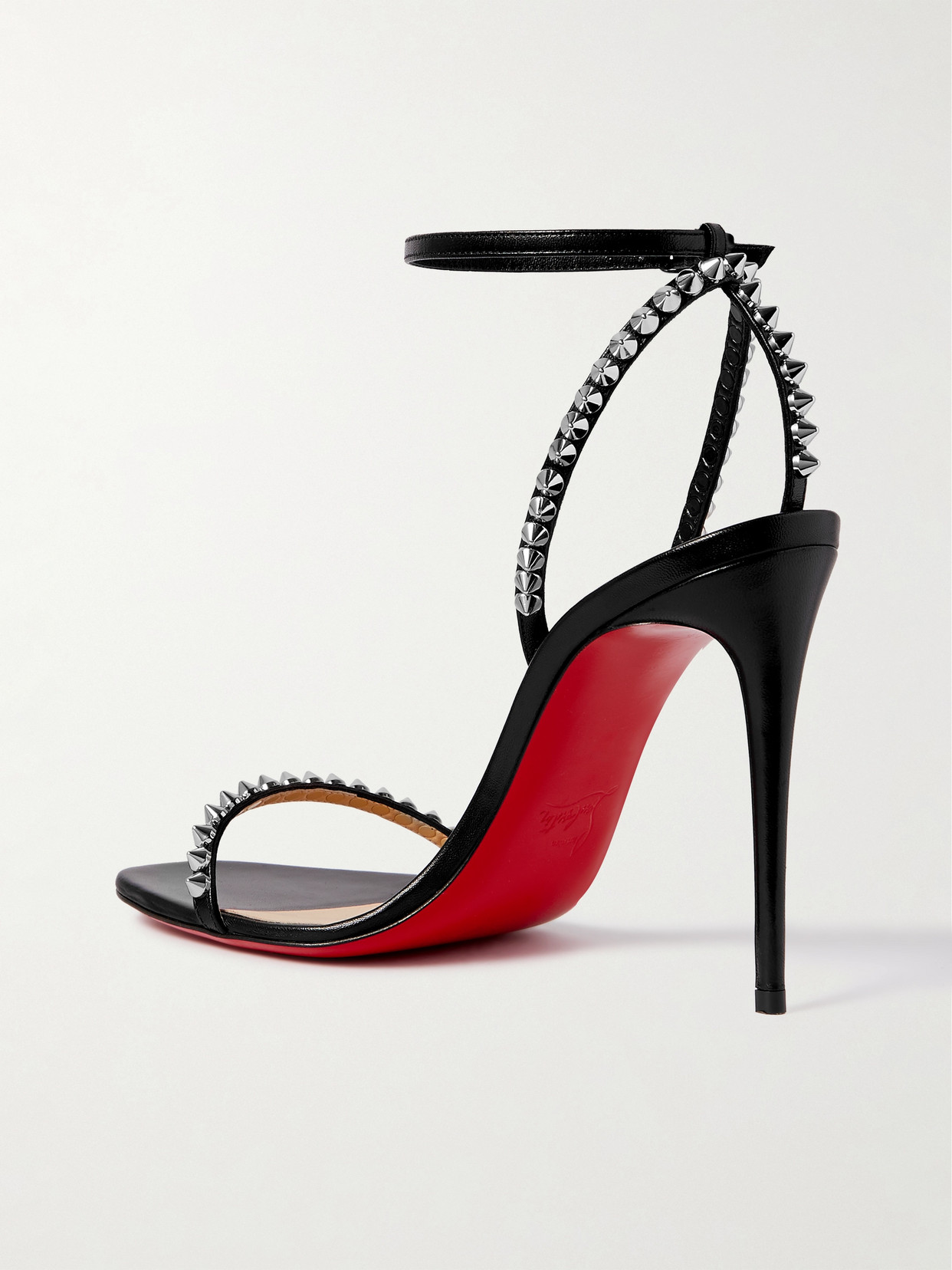 Shop Christian Louboutin So Me 100 Studded Leather Sandals In Black