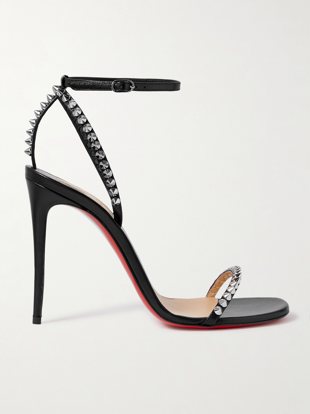 Shop Christian Louboutin So Me 100 Studded Leather Sandals In Black