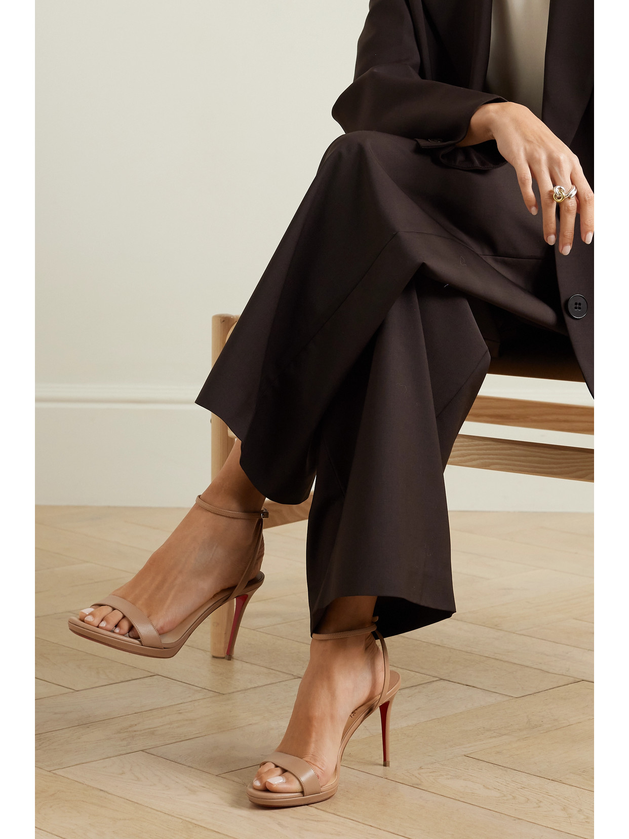 CHRISTIAN LOUBOUTIN LOUBI QUEEN 100 LEATHER SANDALS 