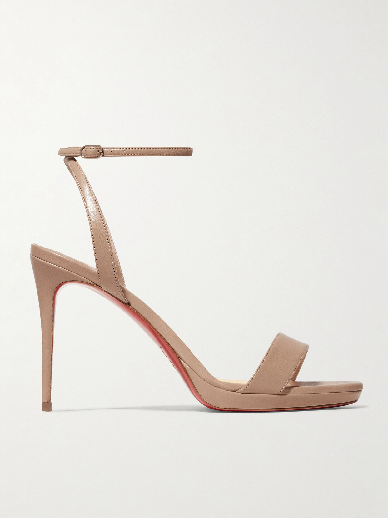 Shop Christian Louboutin Loubi Queen 100 Leather Sandals In Beige