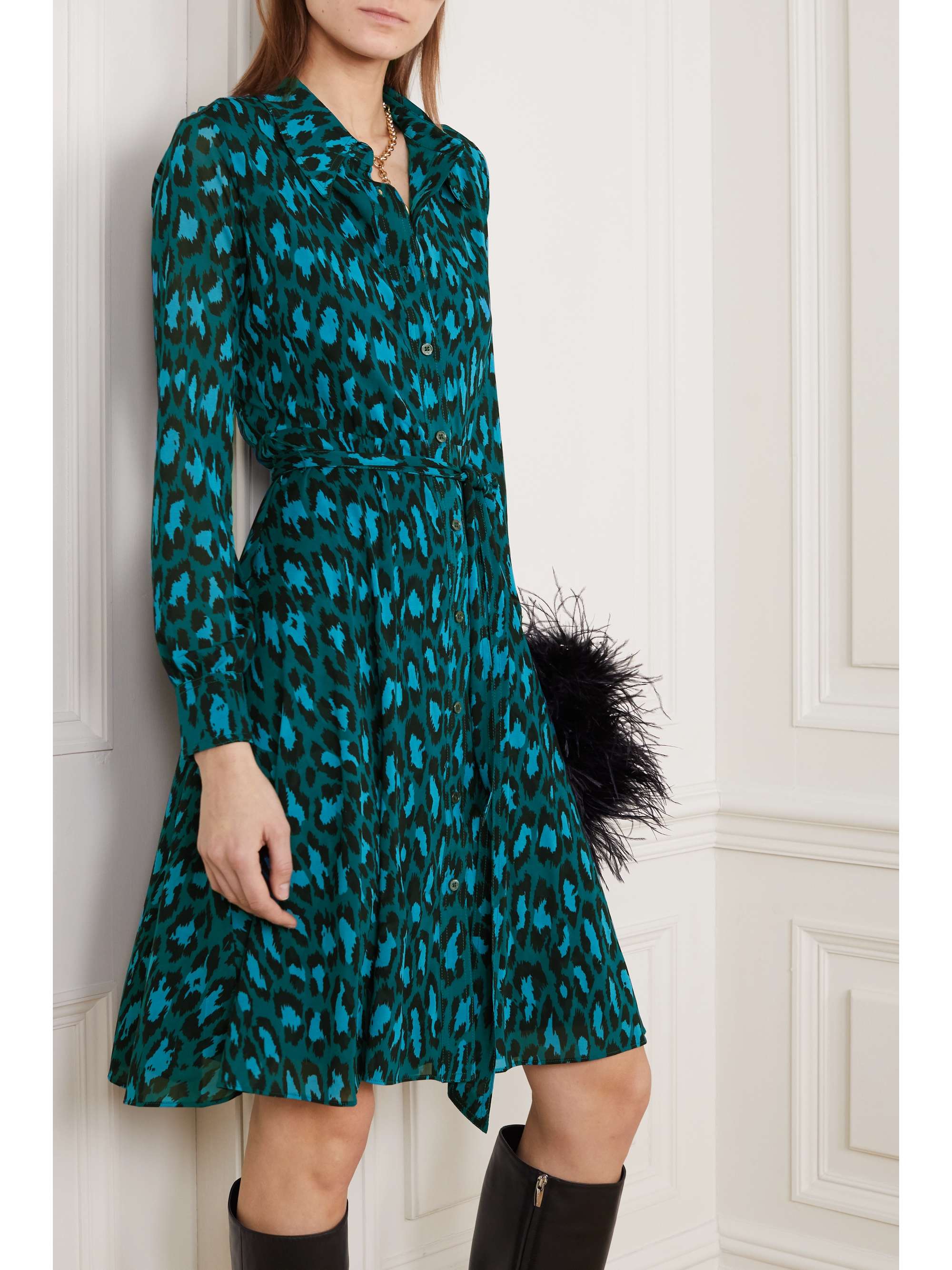 DIANE VON FURSTENBERG Dory belted leopard-print stretch-jersey dress