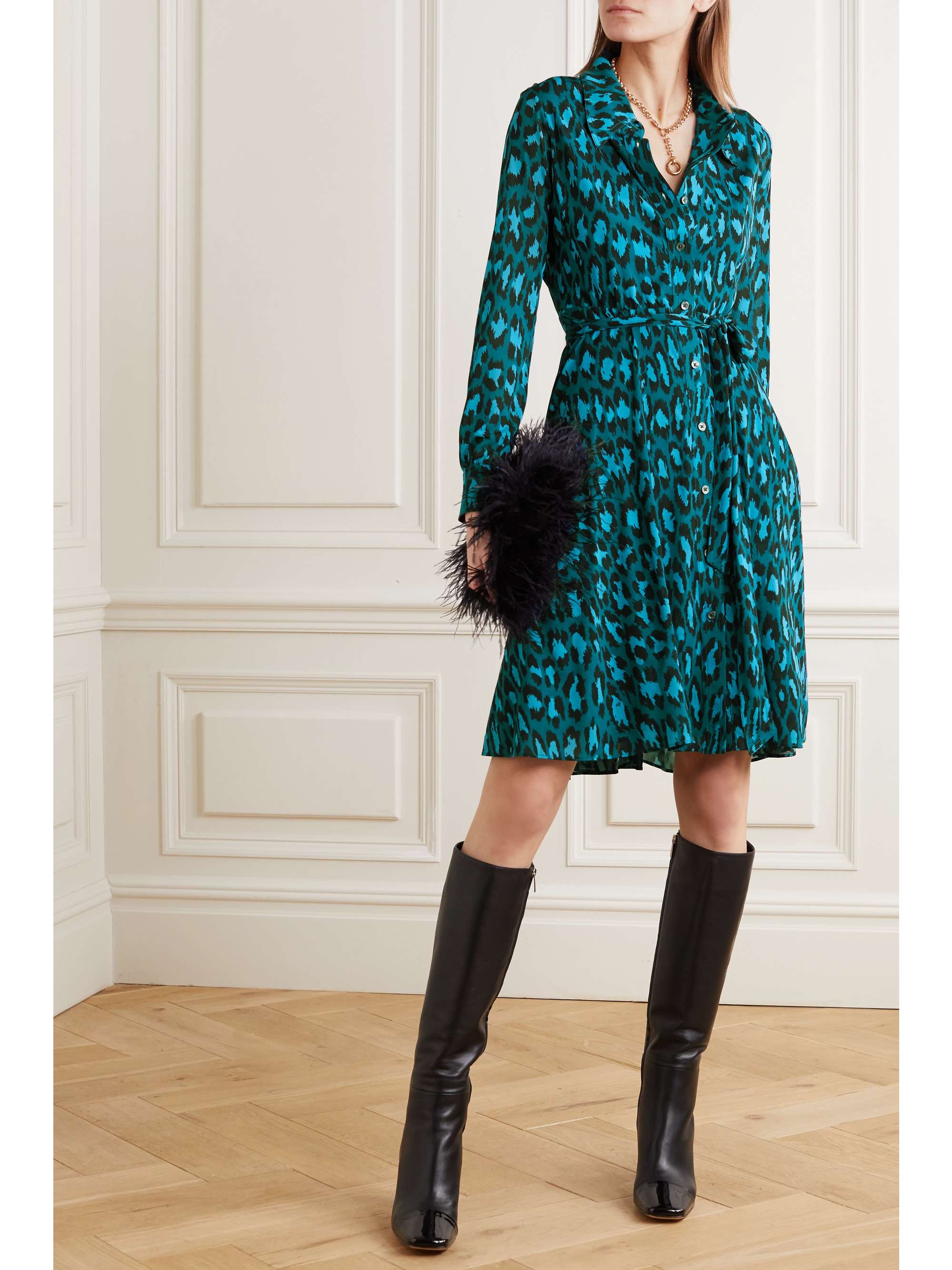 DIANE VON FURSTENBERG Dory belted leopard-print stretch-jersey dress