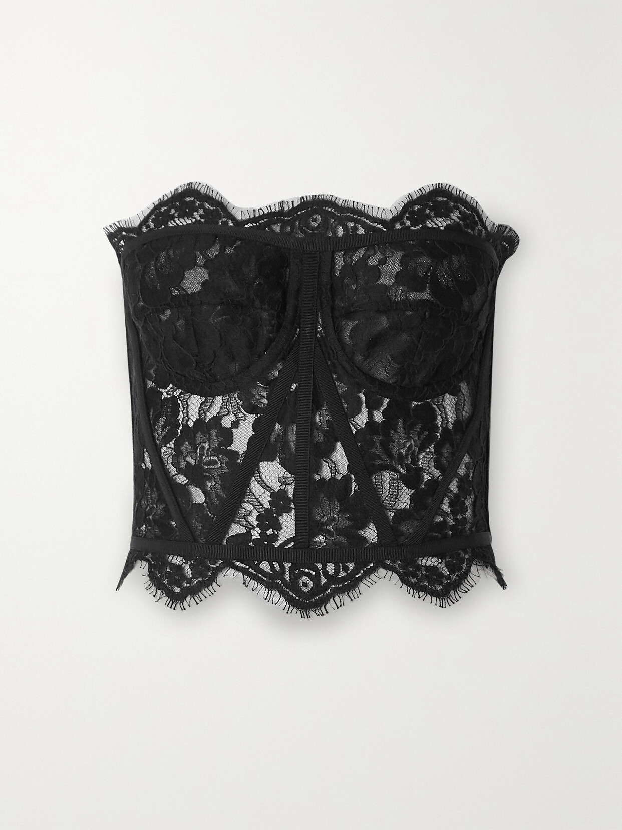 Dolce & Gabbana Grosgrain-trimmed Lace Bustier Top In Black