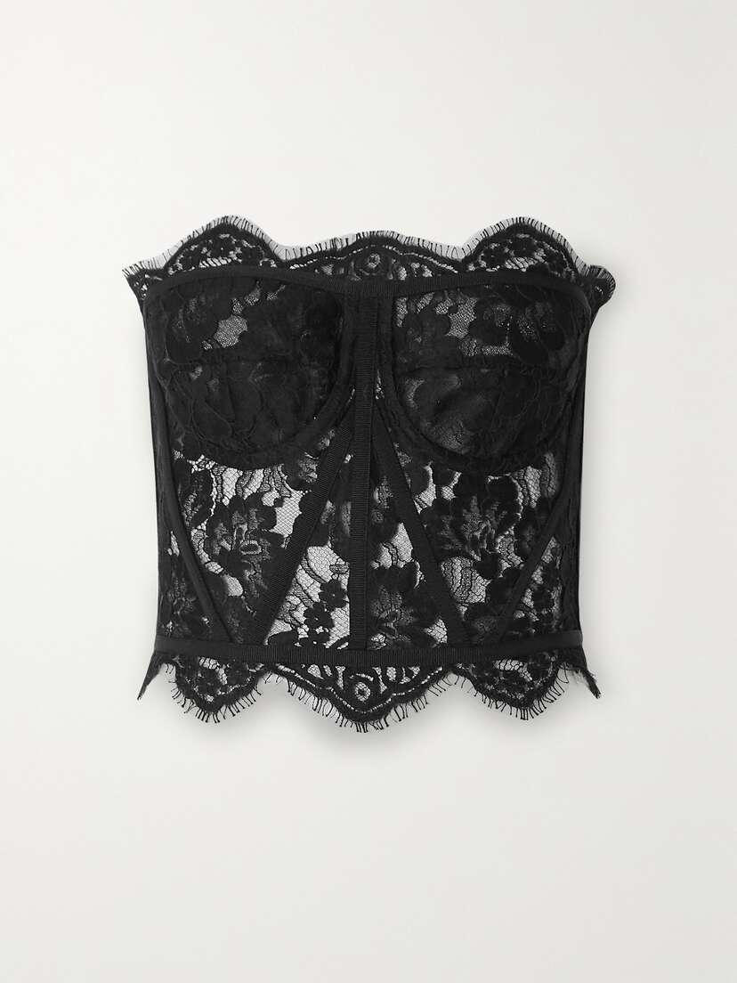 Dolce & Gabbana Grosgrain-trimmed Lace Bustier Top