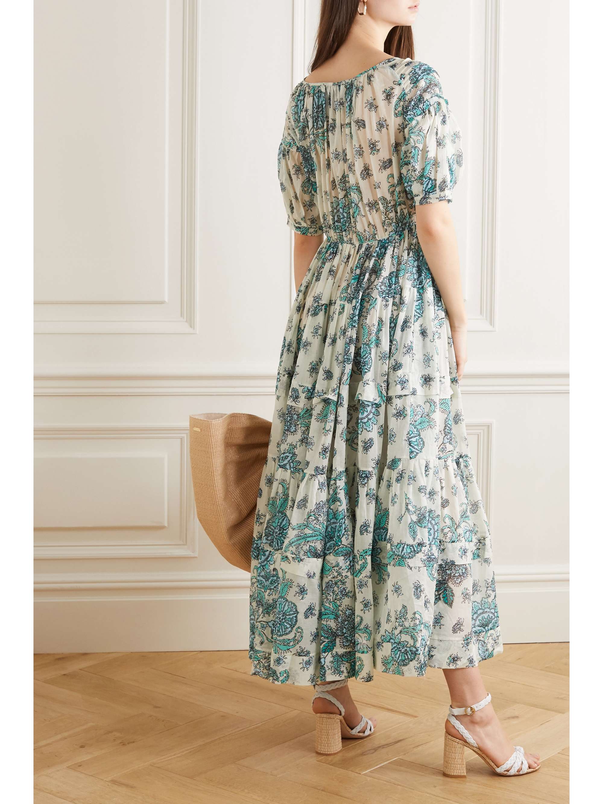EVI GRINTELA Rosemary tiered floral-print cotton-voile midi dress