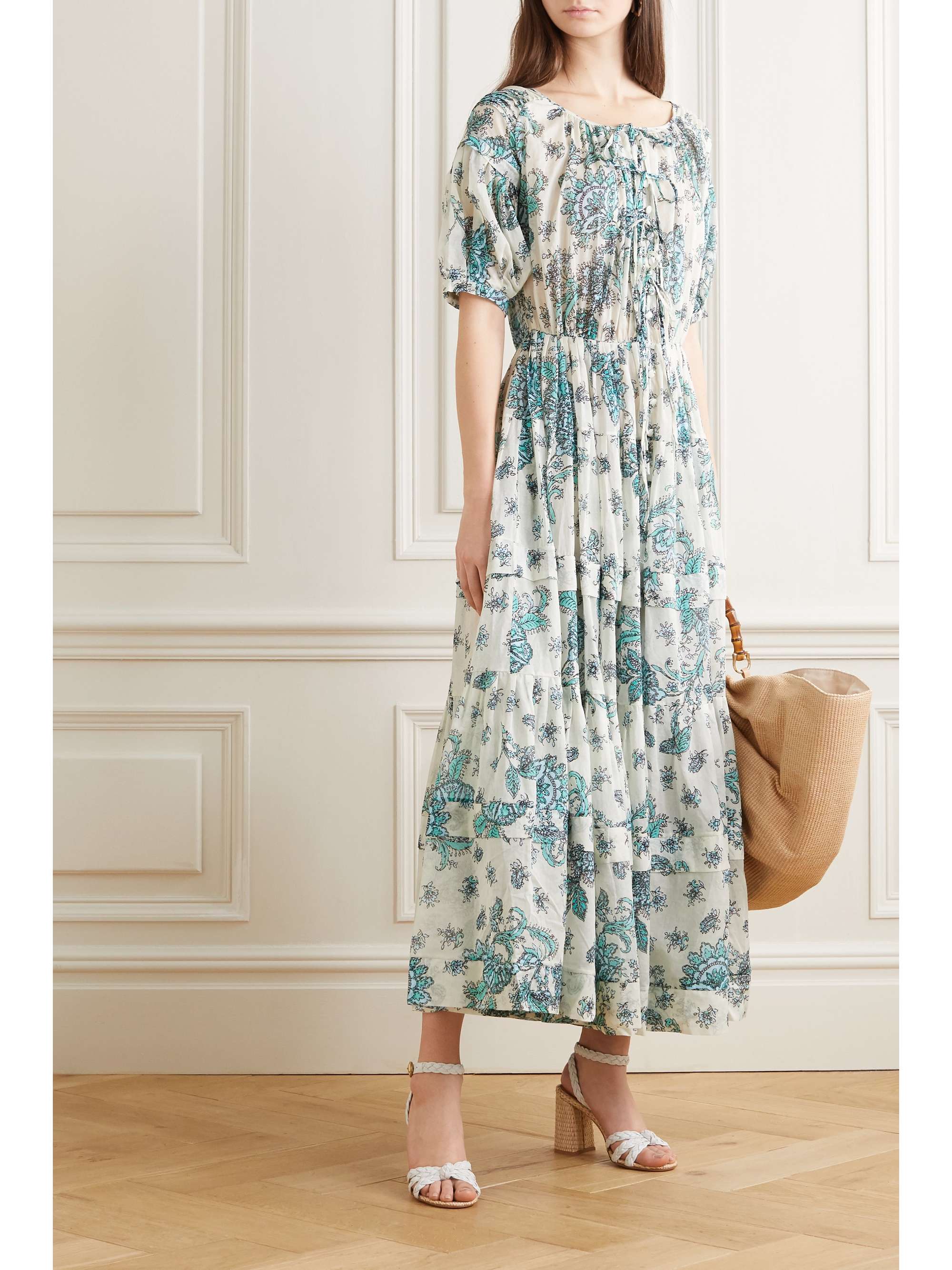 EVI GRINTELA Rosemary tiered floral-print cotton-voile midi dress