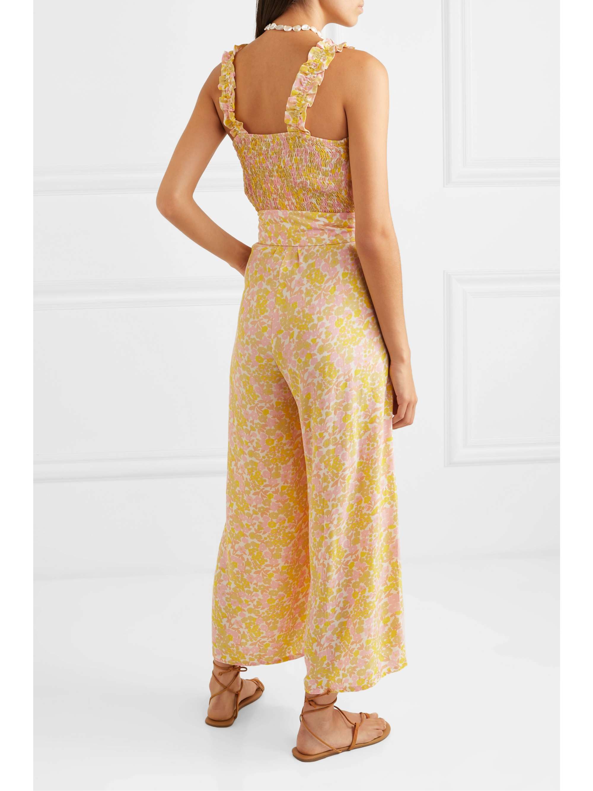 FAITHFULL Dolores belted floral-print crepe jumpsuit