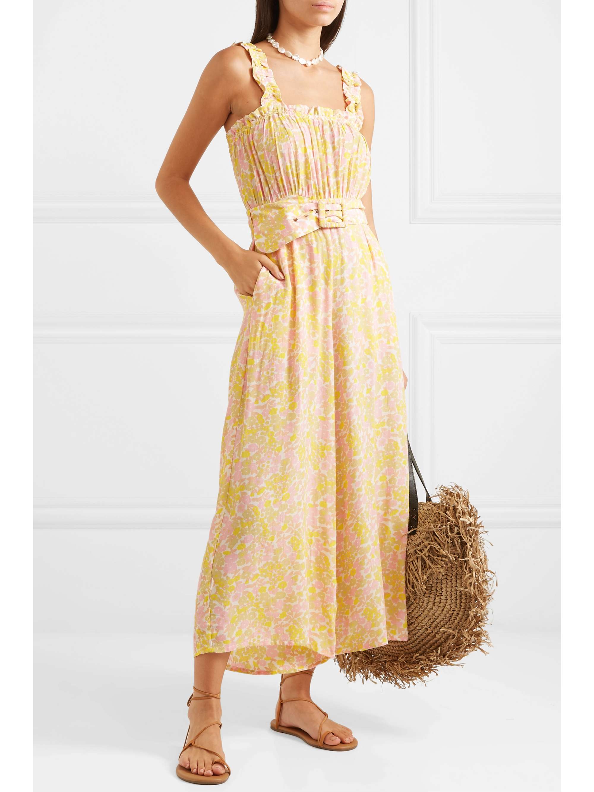 FAITHFULL Dolores belted floral-print crepe jumpsuit