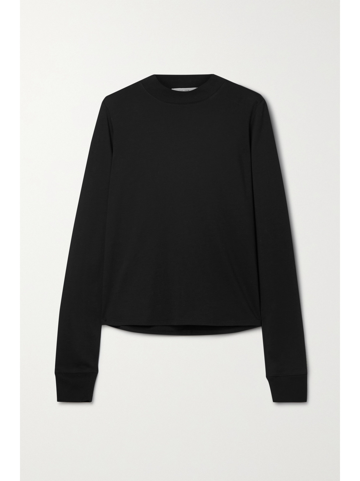 The Row Gather Detail Crewneck Cotton Top In Black
