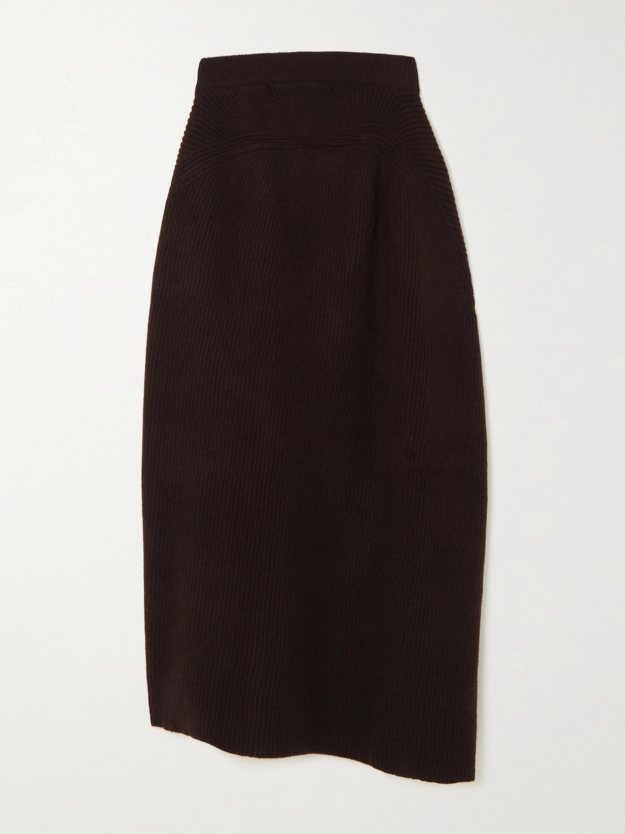 The Row Desdemona Asymmetric Ribbed Wool Midi Skirt In Syb The Row Desdemona Asymmetric Ribbed Wool Midi Skirt In Syb